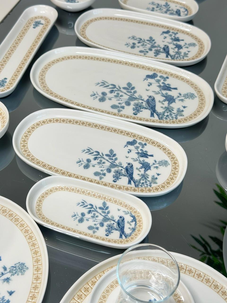 29 Parça 6 Kişilik Mavi Kuşlu Kahvaltı Takımı