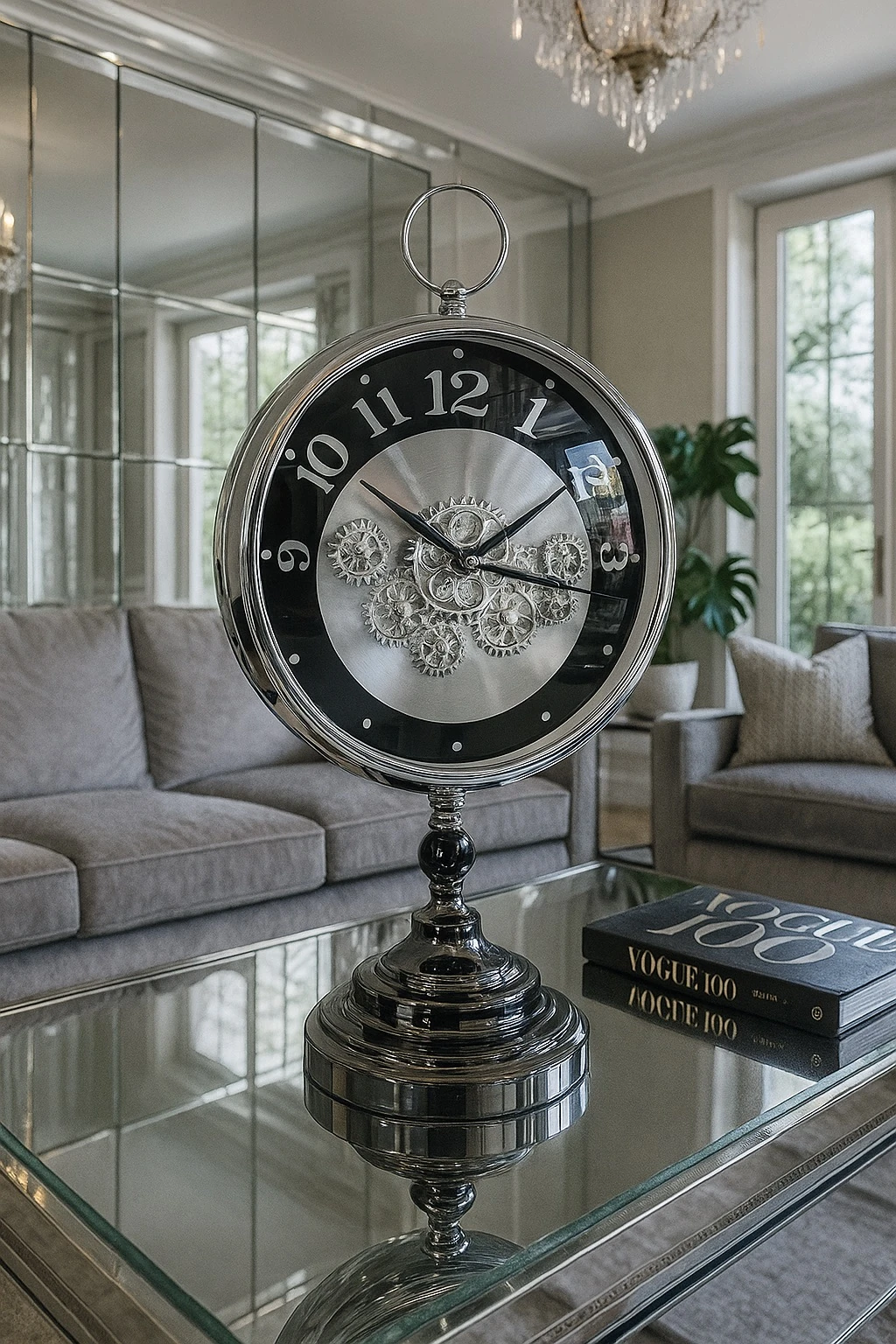 Masa Üzeri Çarklı Saat Gümüş