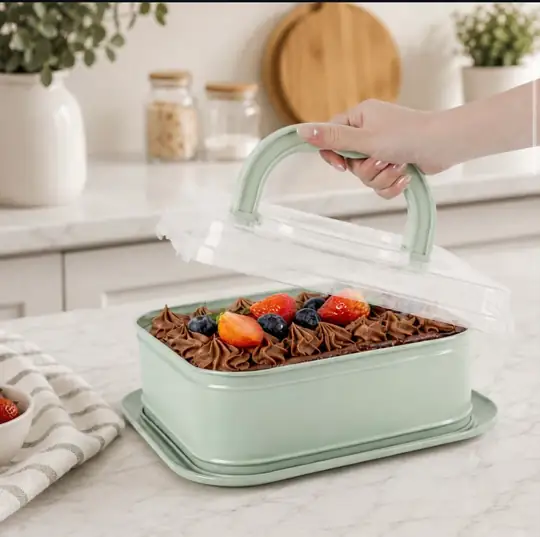 Sweetcase Kapaklı Kek Kalıbı Kare (yeşil)