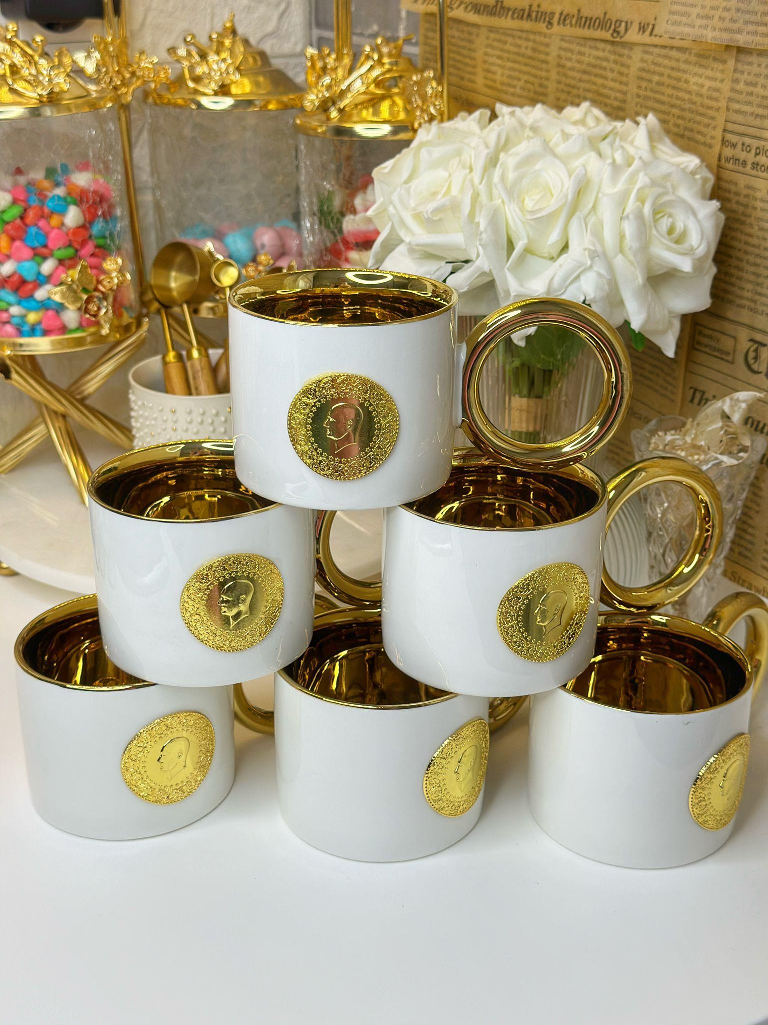 6 Kişilik Altınlı Kupa Seti