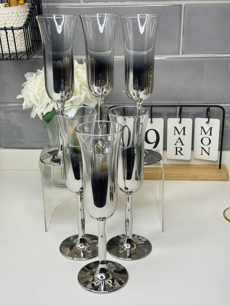 6 Lı Dubai Model Gümüş Kahve Yanı Su Bardağı