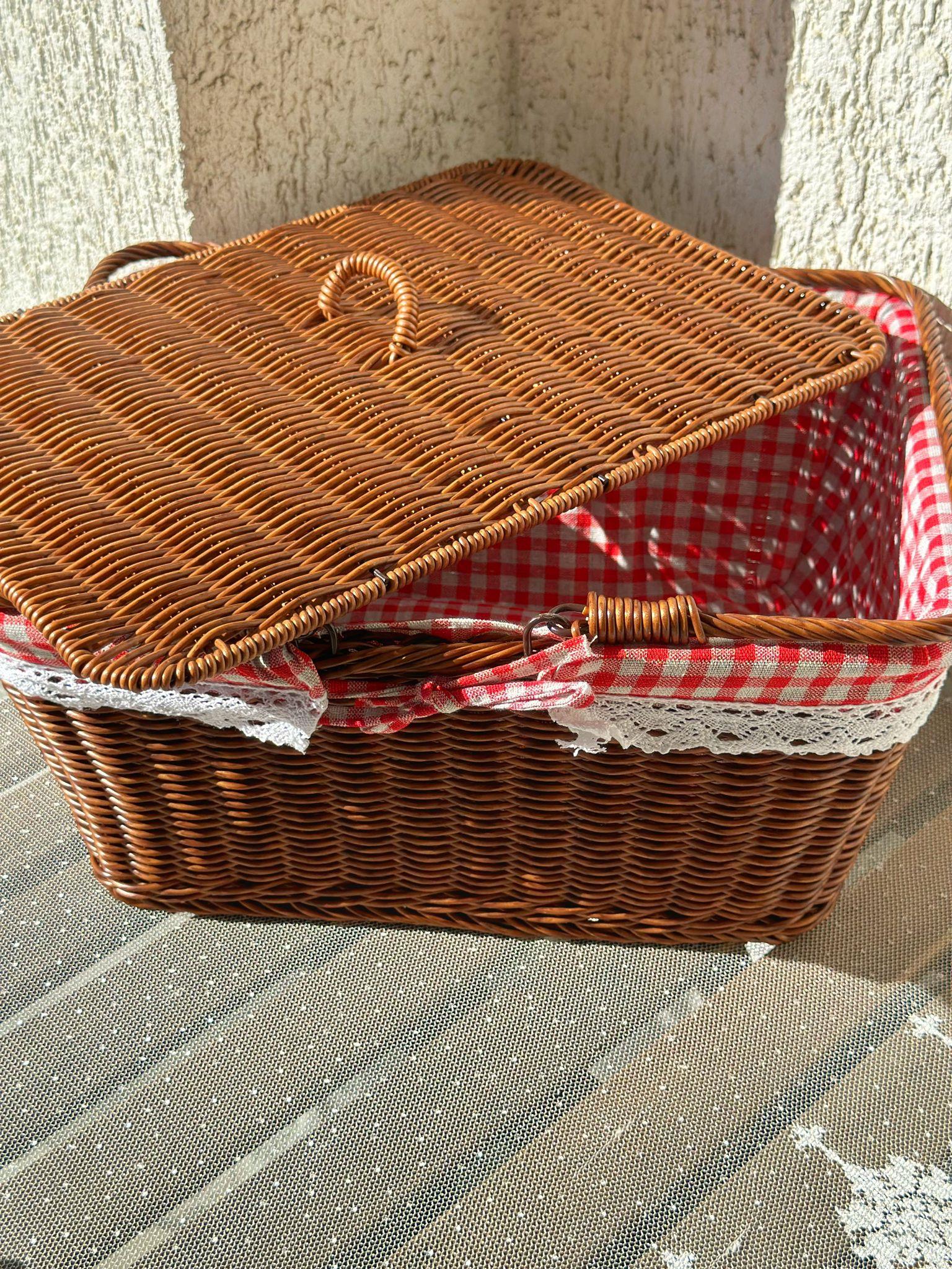 Adelya Kahverengi Dikdörtgen Piknik Sepeti