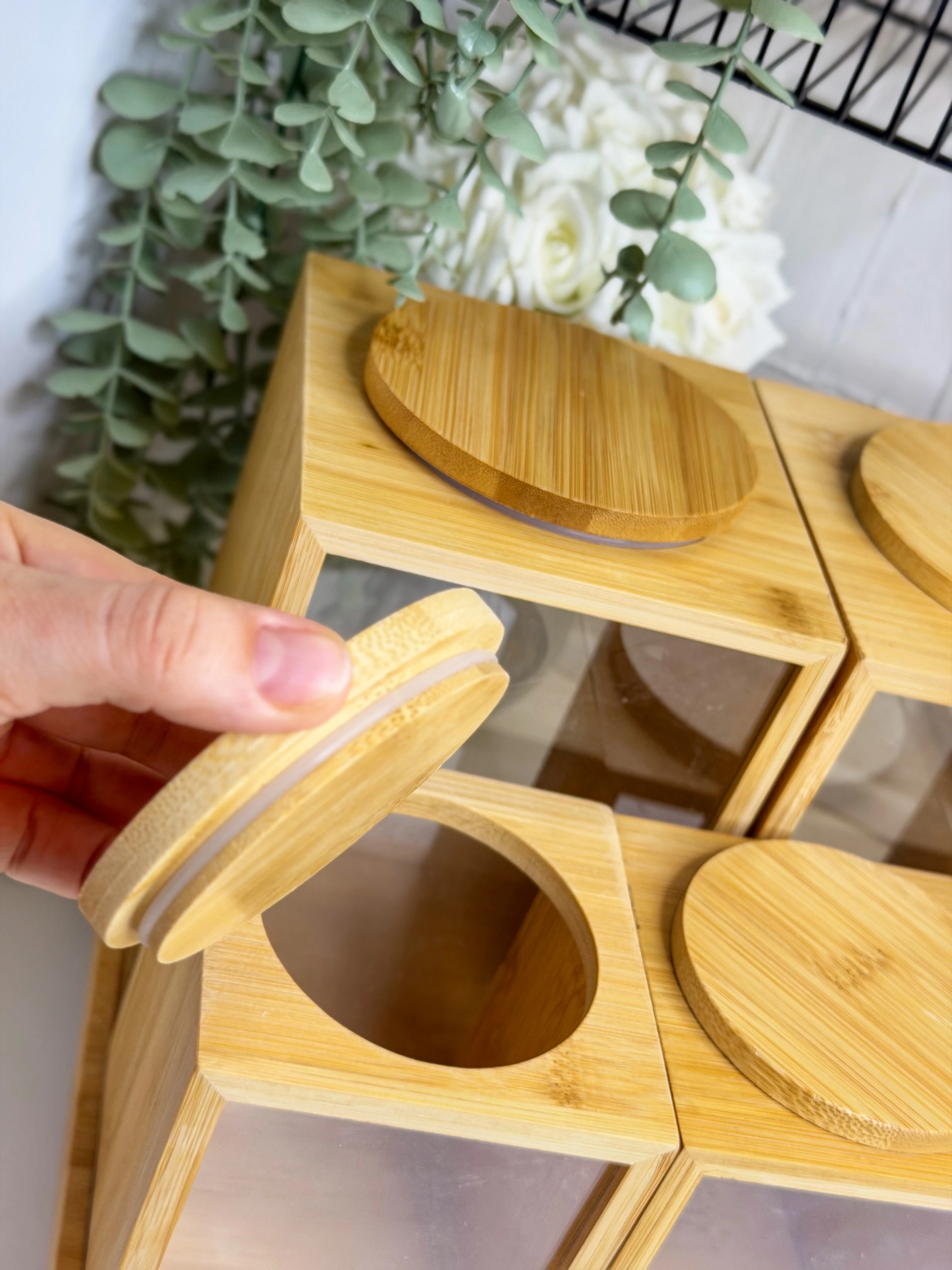 Katze 7 Li Bambu Standlı Baharatlık