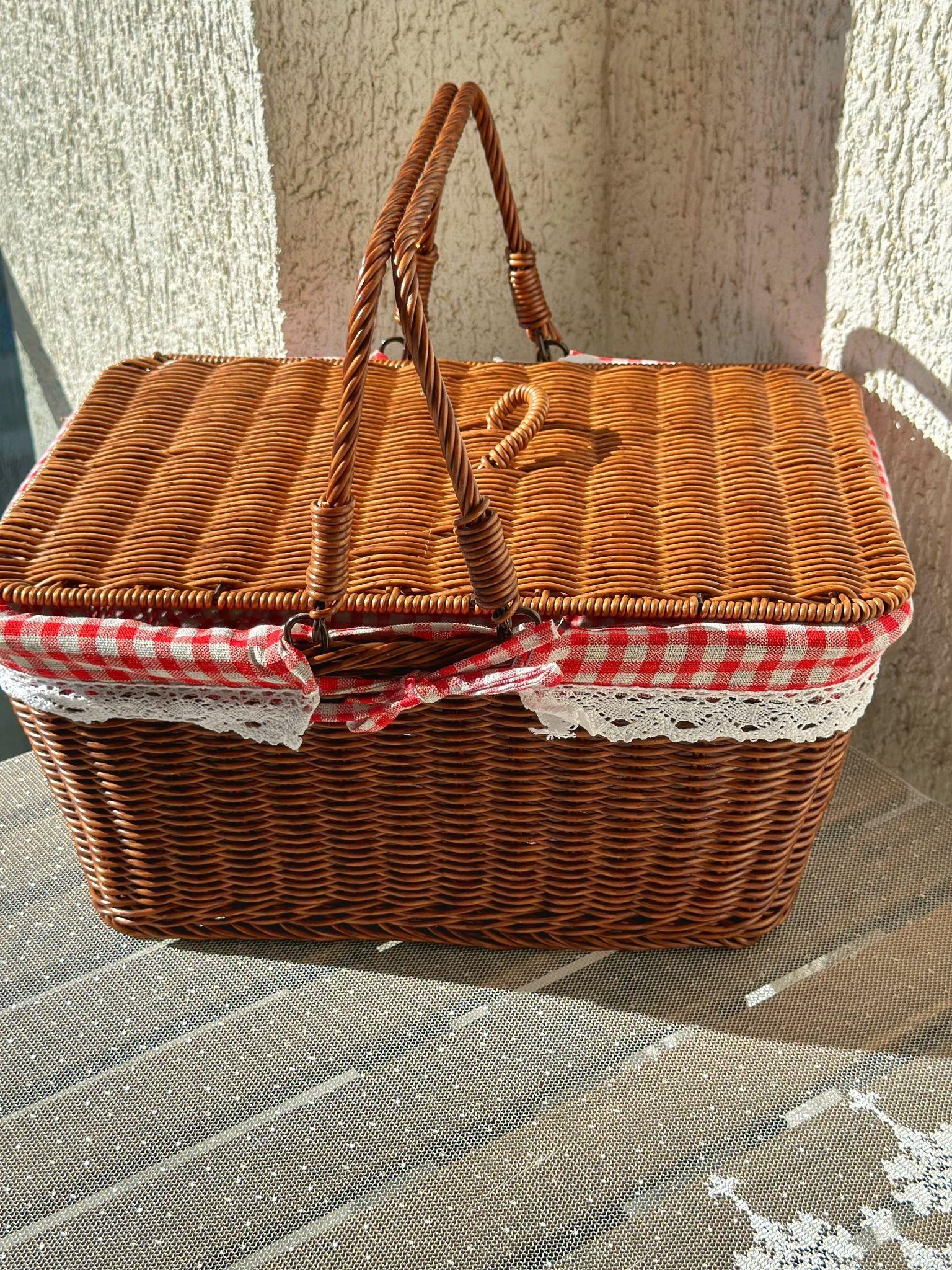 Adelya Kahverengi Dikdörtgen Piknik Sepeti