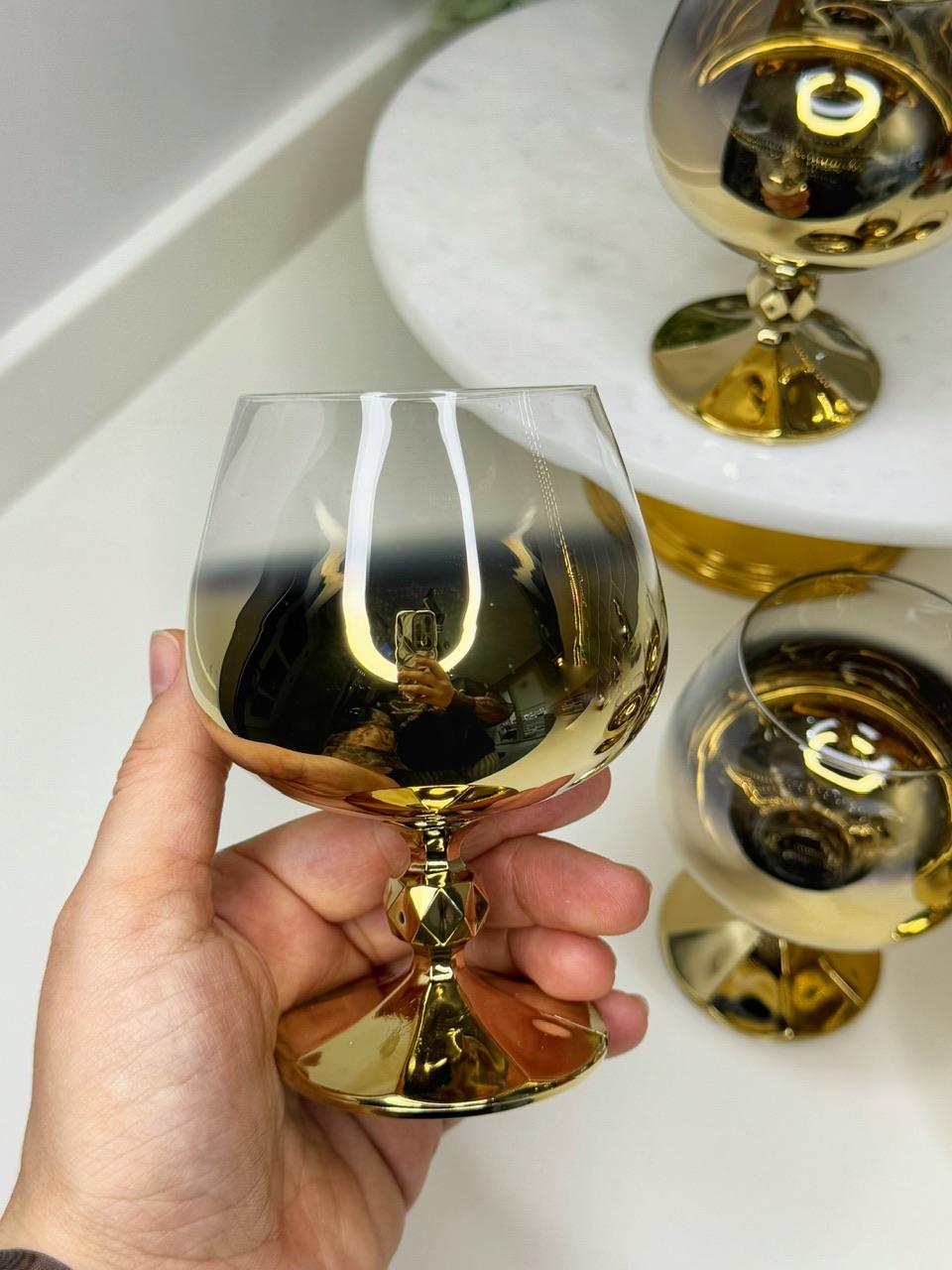 Berlin 6 Kişilik Gold / Gümüş Yansıma Meşrubat /  Su Bardağı