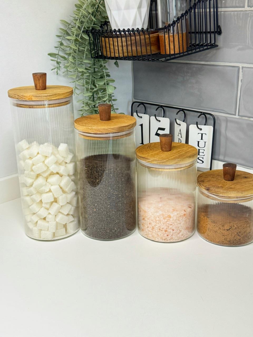 Akasya Topuz Kapaklı 4lü Cam Kavanoz Set