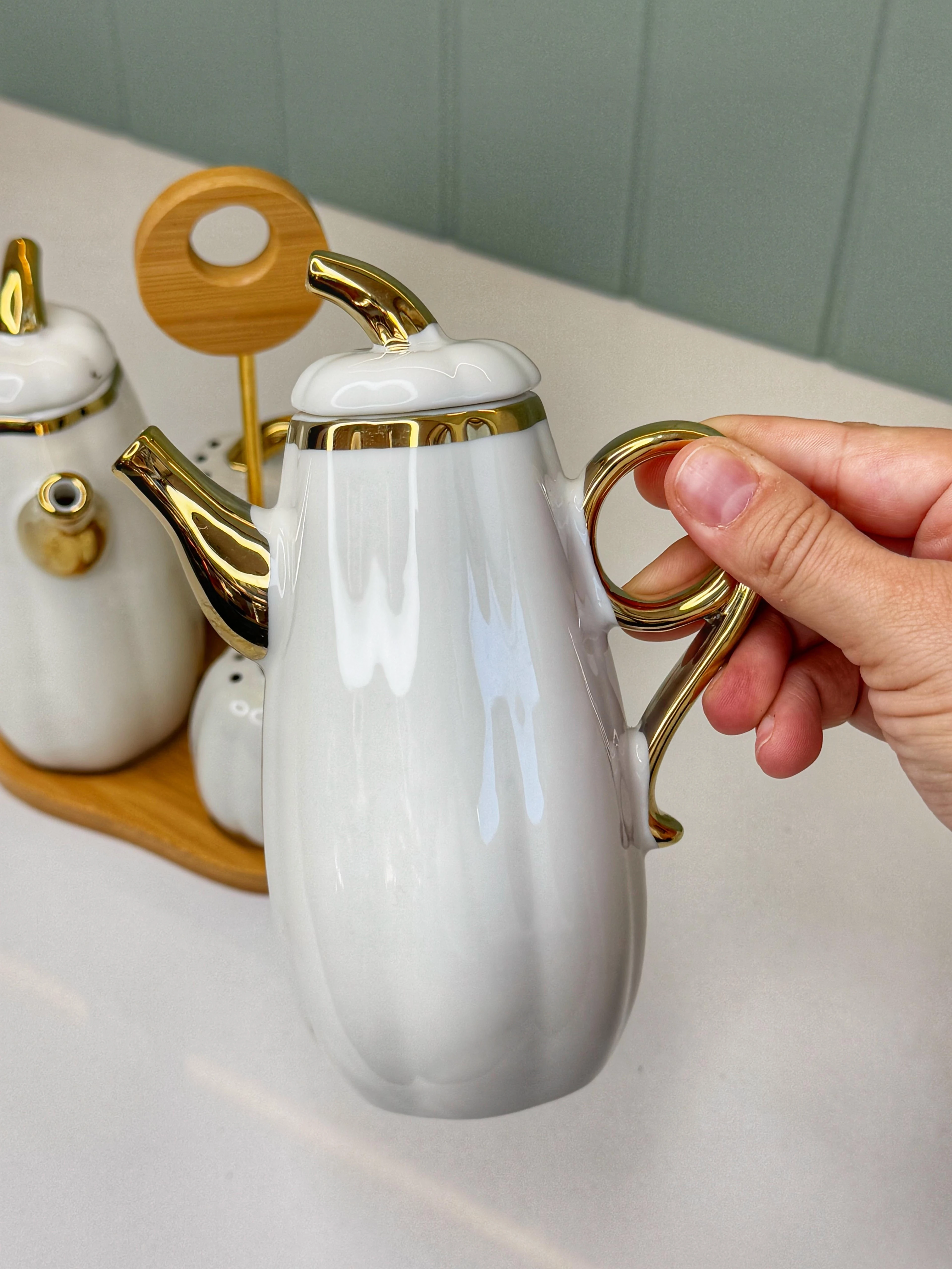 5 Parça Kabak Yağdanlık/Tuzluk Set Beyaz