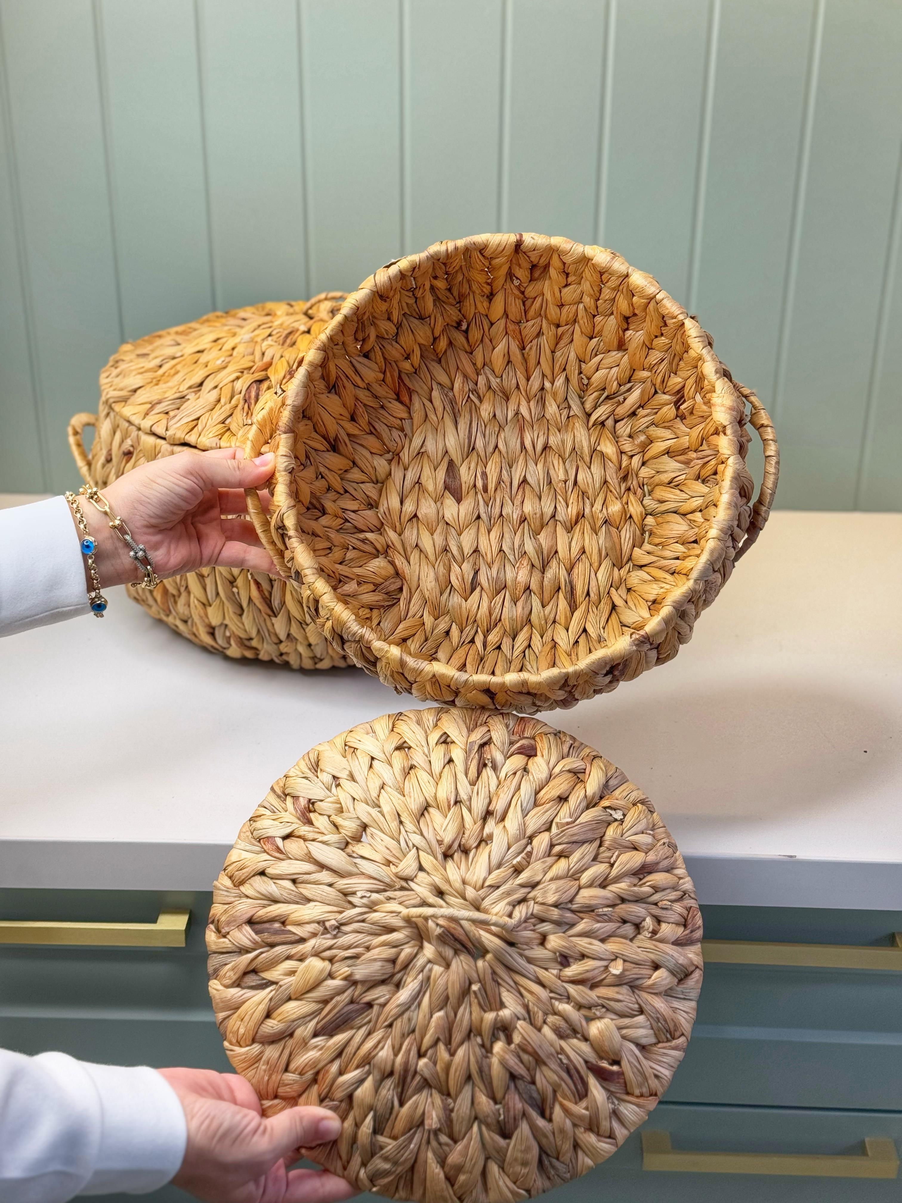 2'Li Kapaklı Büyük Boy Hasır Sepet