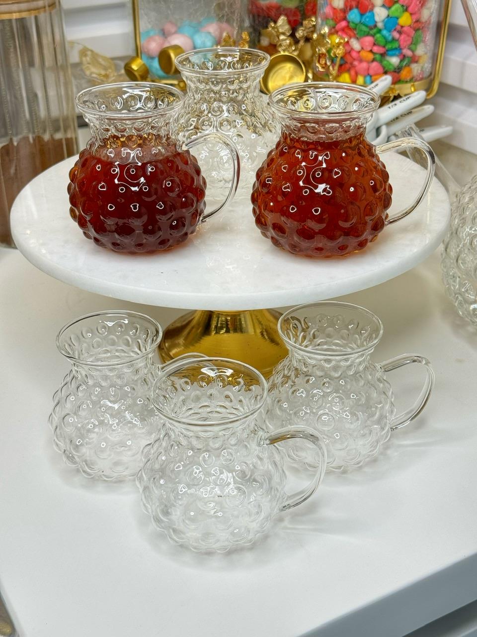 Montella 6 Kişilik Borosilikat Damla Model Cam Çay Bardağı