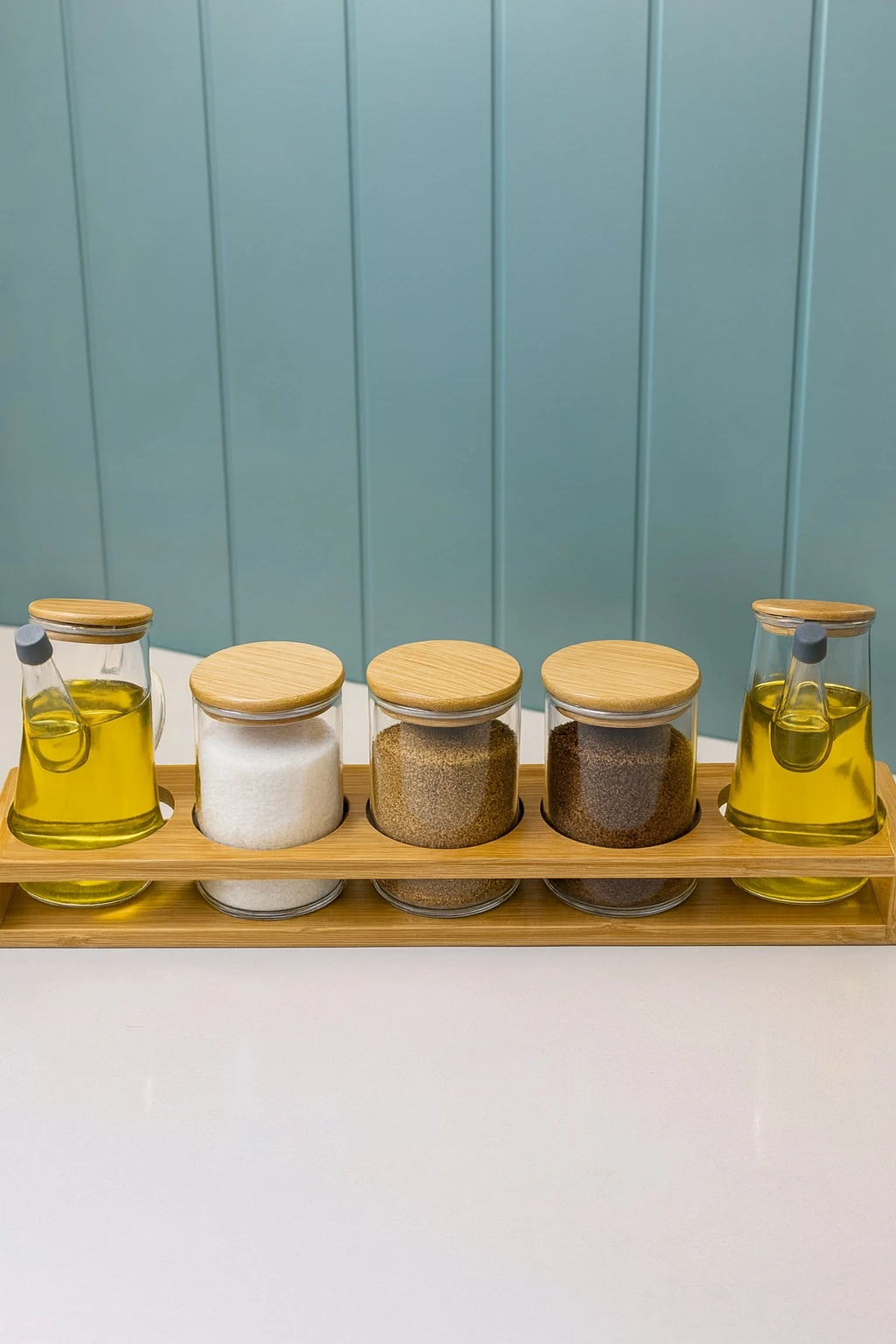 Poliy Bambu Standlı Baharatlık / Yağdanlık