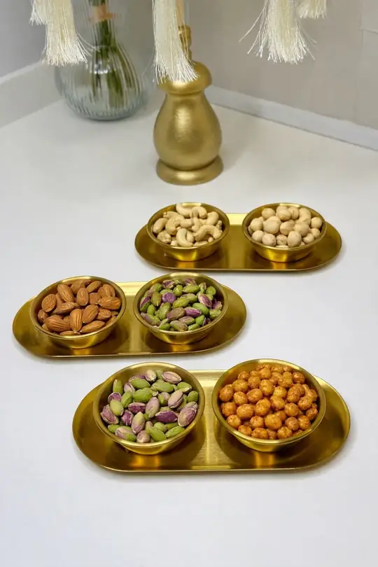 6Lı Gold Sunum Kasesi / 3 Lü Dikdörtgen Sunum Tabağı