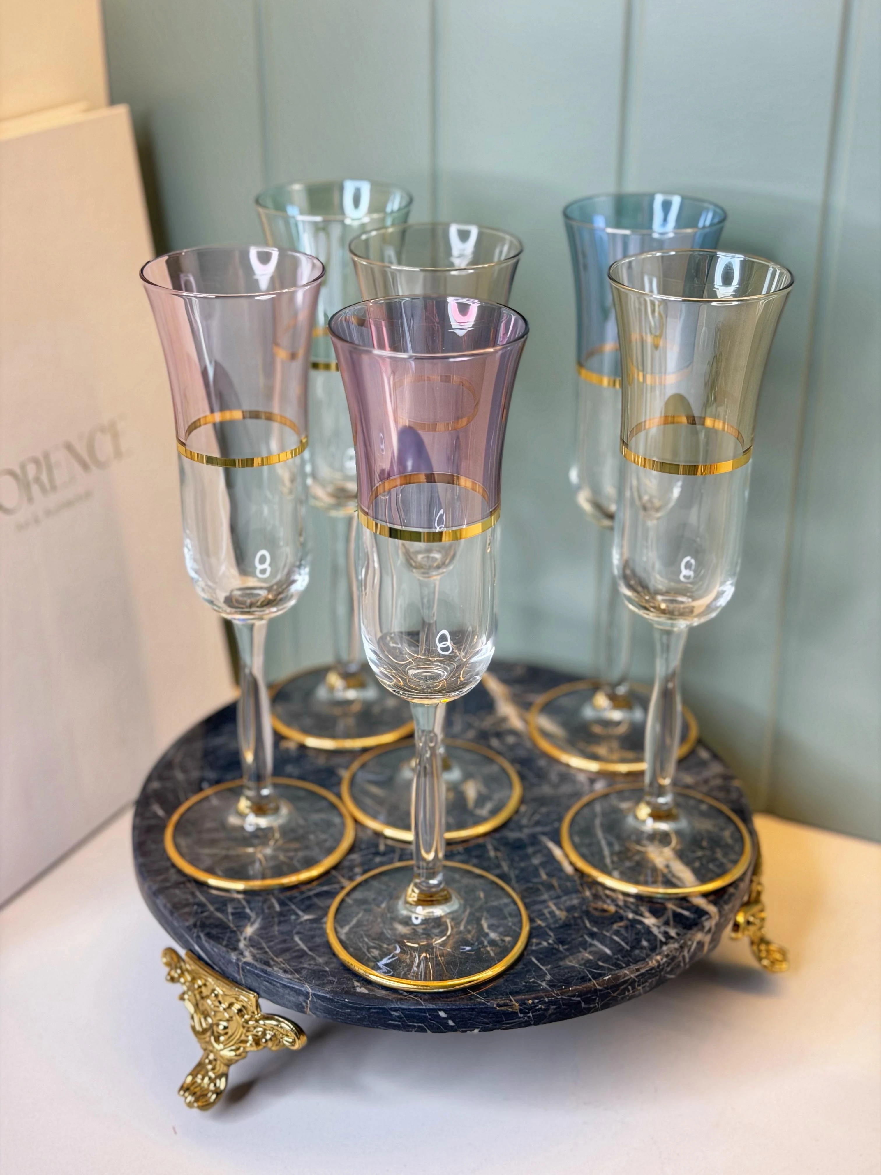 Pebble 6 Kişilik Lüsterli Kahve Yanı Su Bardağı 