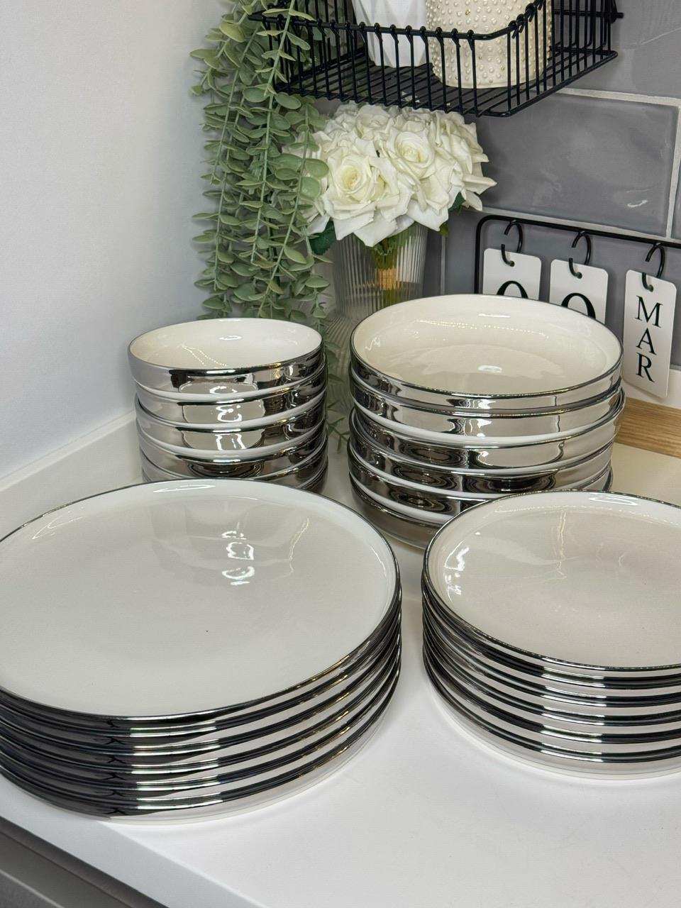 Herend 6 Kişilik 24 Parça Gümüş Yemek Takımı