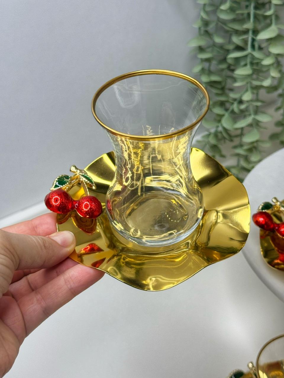 12 Parça 6 Kişilik Kiraz Çay Takımı