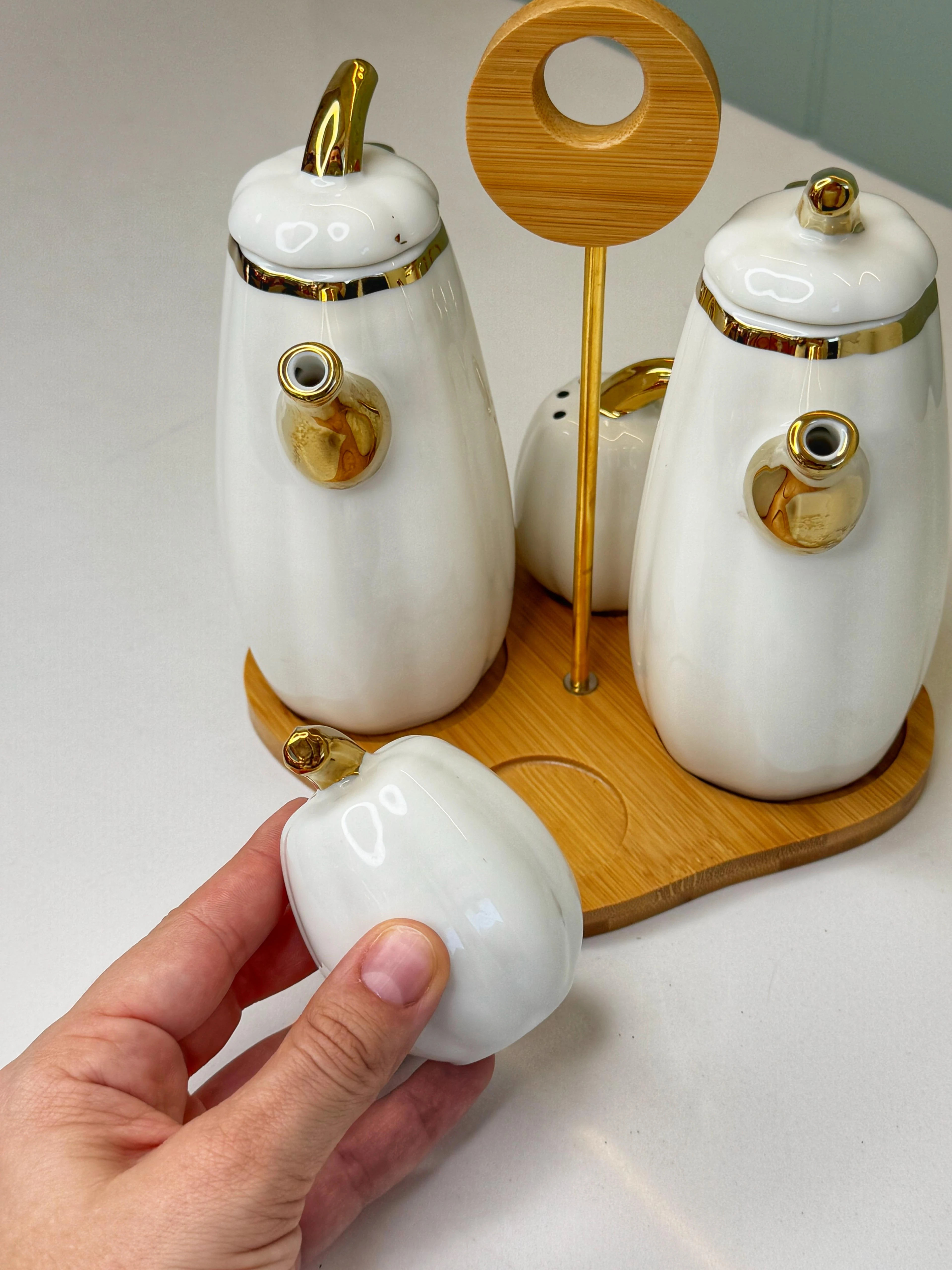 5 Parça Kabak Yağdanlık/Tuzluk Set Beyaz