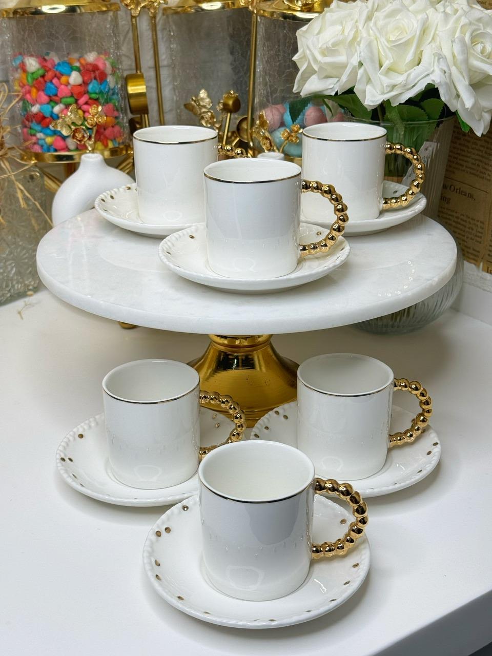 6 Kişilik Gold Boncuk Türk Kahvesi Fincan Takımı