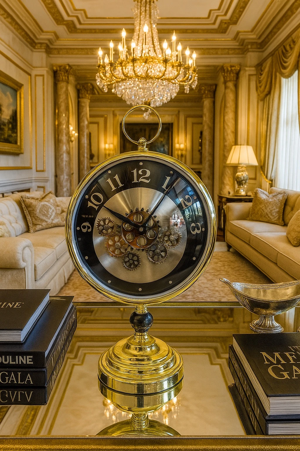 Masa Üzeri Çarklı Saat Gold 