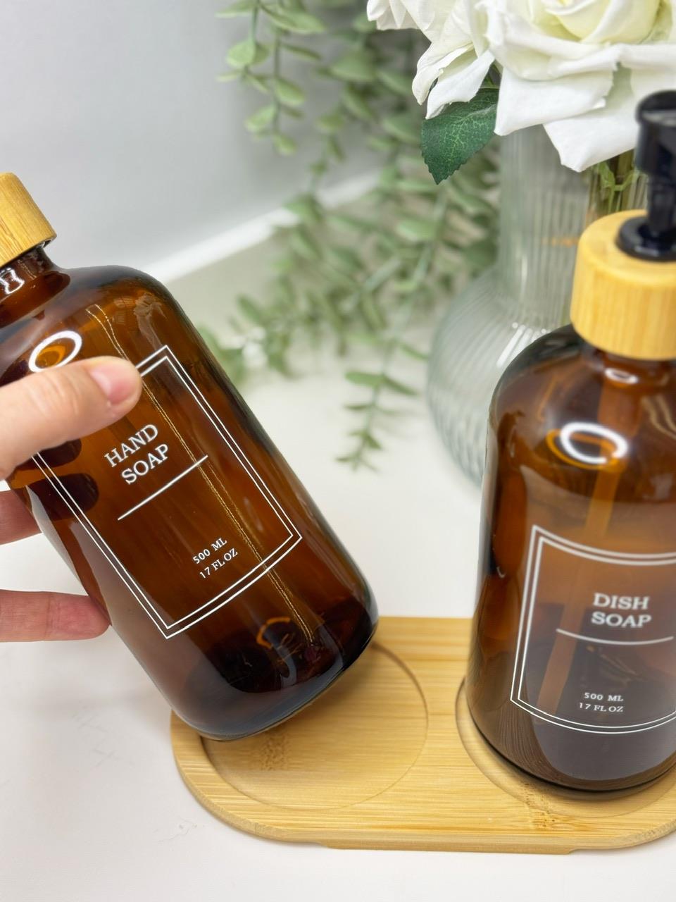 Ahşap Standlı Cam Sıvı Sabunluk