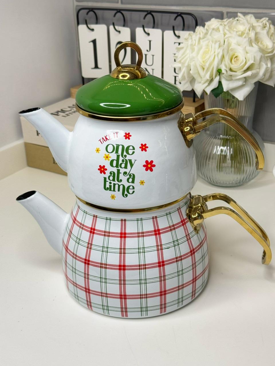 Yaz Emaye Çaydanlık