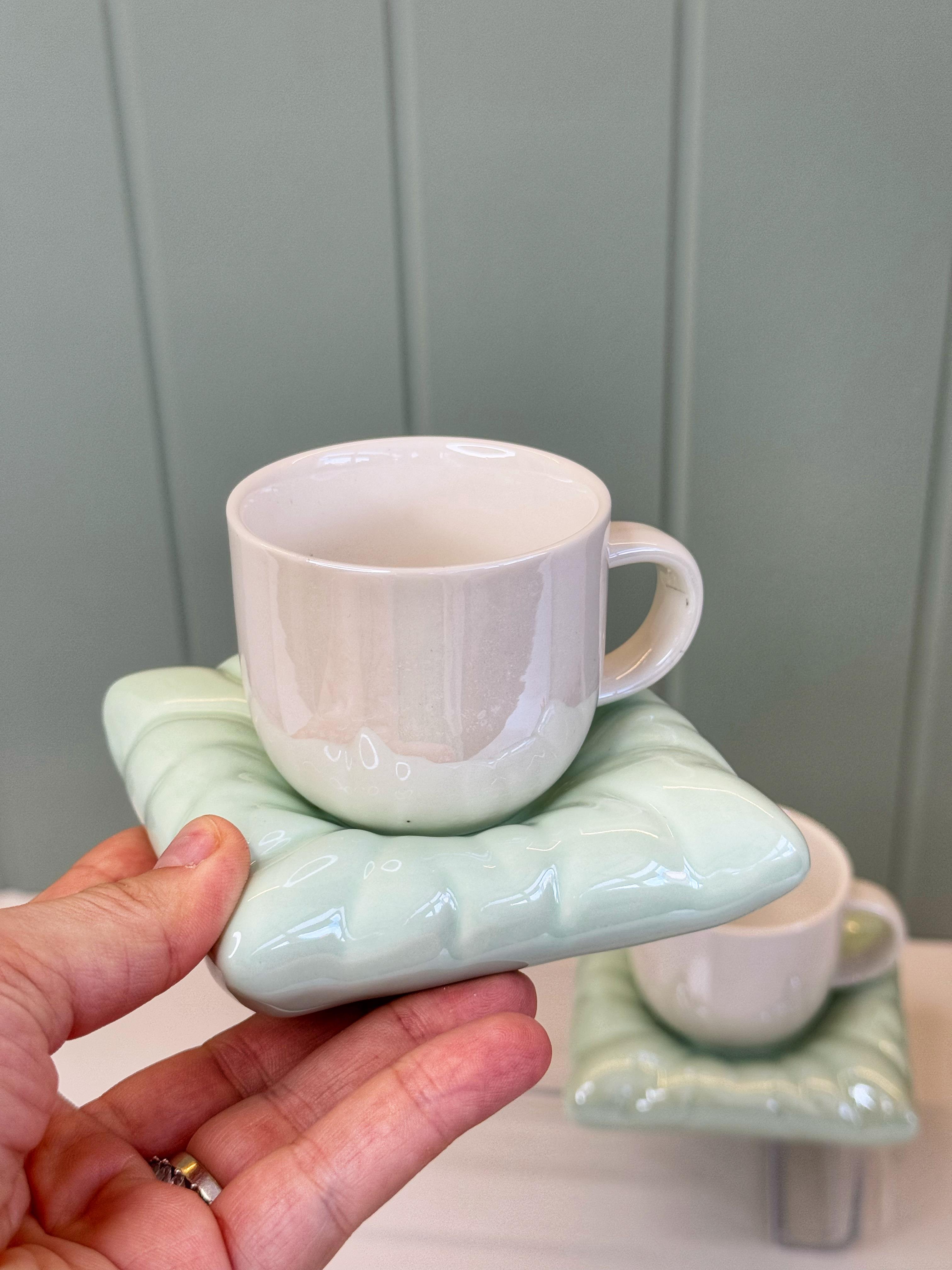 2 Kişilik Pinterest Türk Kahvesi Fincanı (Su Yeşili)