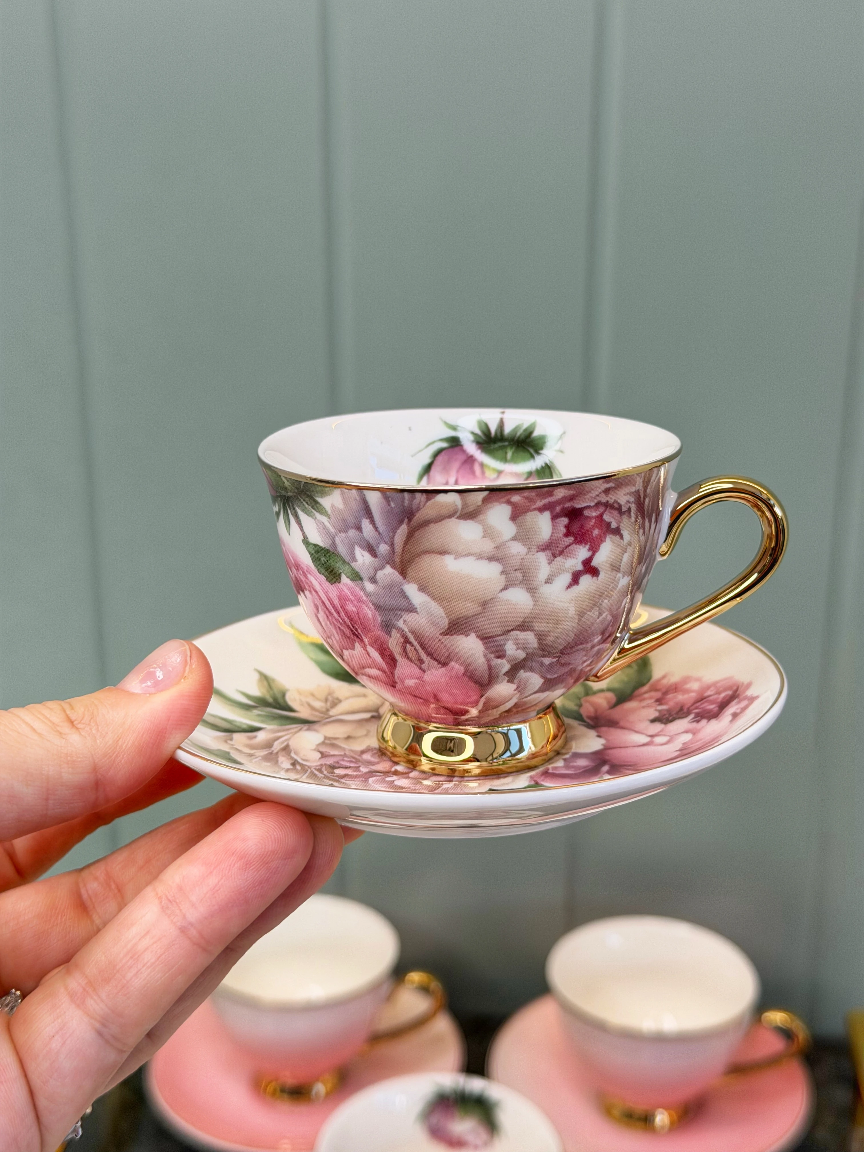 Haitun 6 Kişilik Porselen Türk Kahvesi Fincanı Pembe