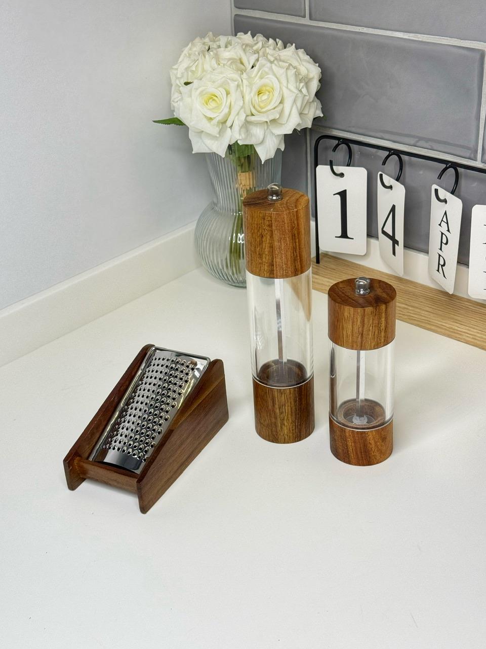 Akasya 2 Li Değirmen + Sarımsak Rendesi