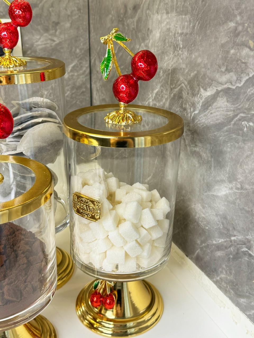 Napolyon Kiraz 3 Lü Çay Şeker Kahve Kavanozu