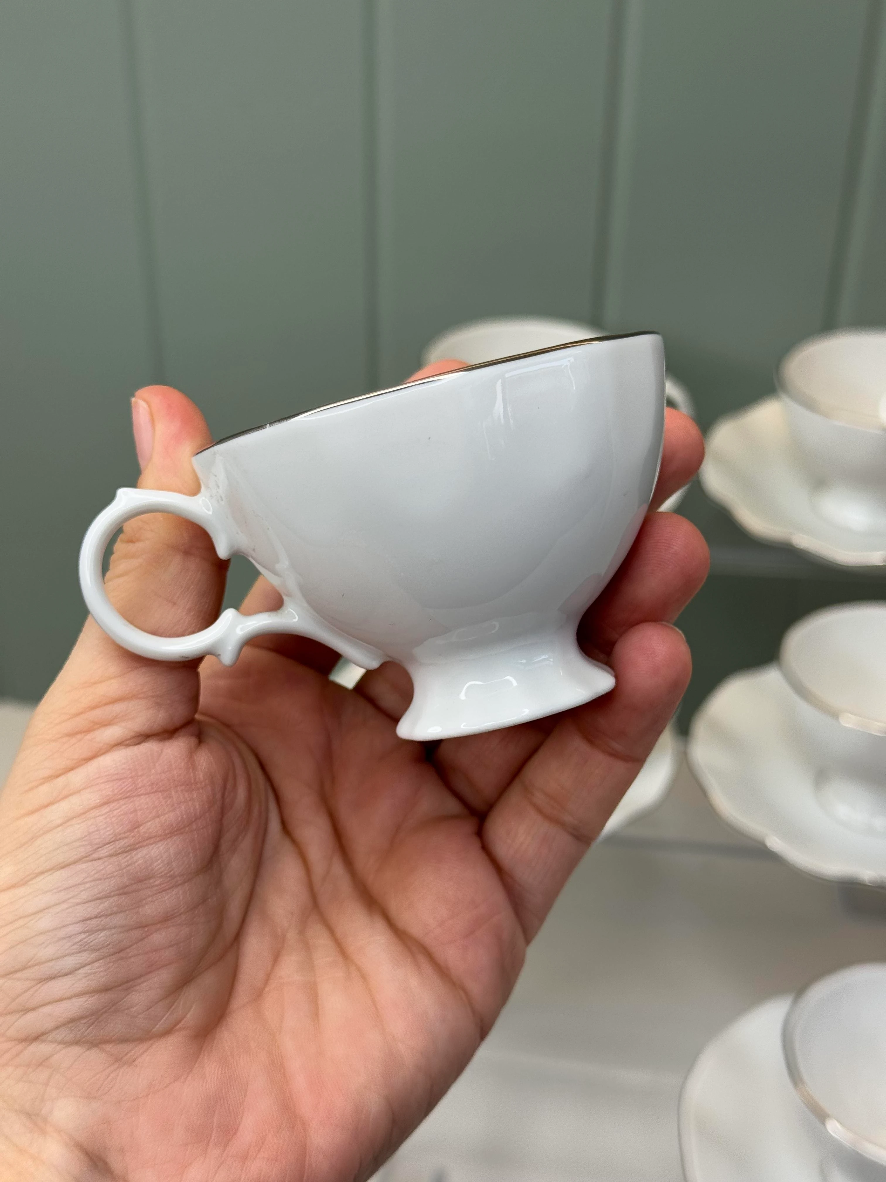 Lotus 6 Kişilik Gümüş Detaylı Porselen Türk Kahvesi Fincanı