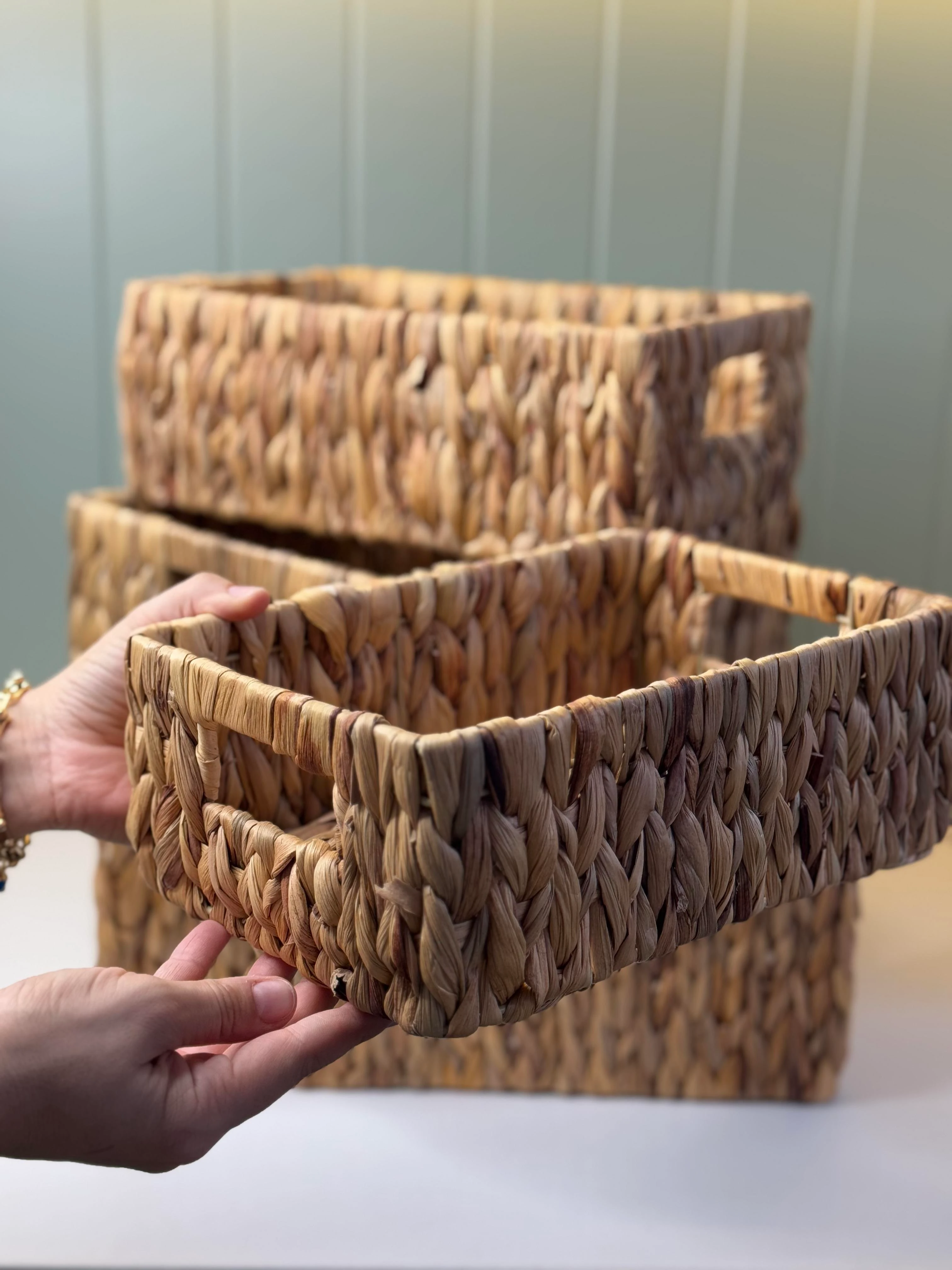 4'Lü Dikdörtgen Hasır Sepet