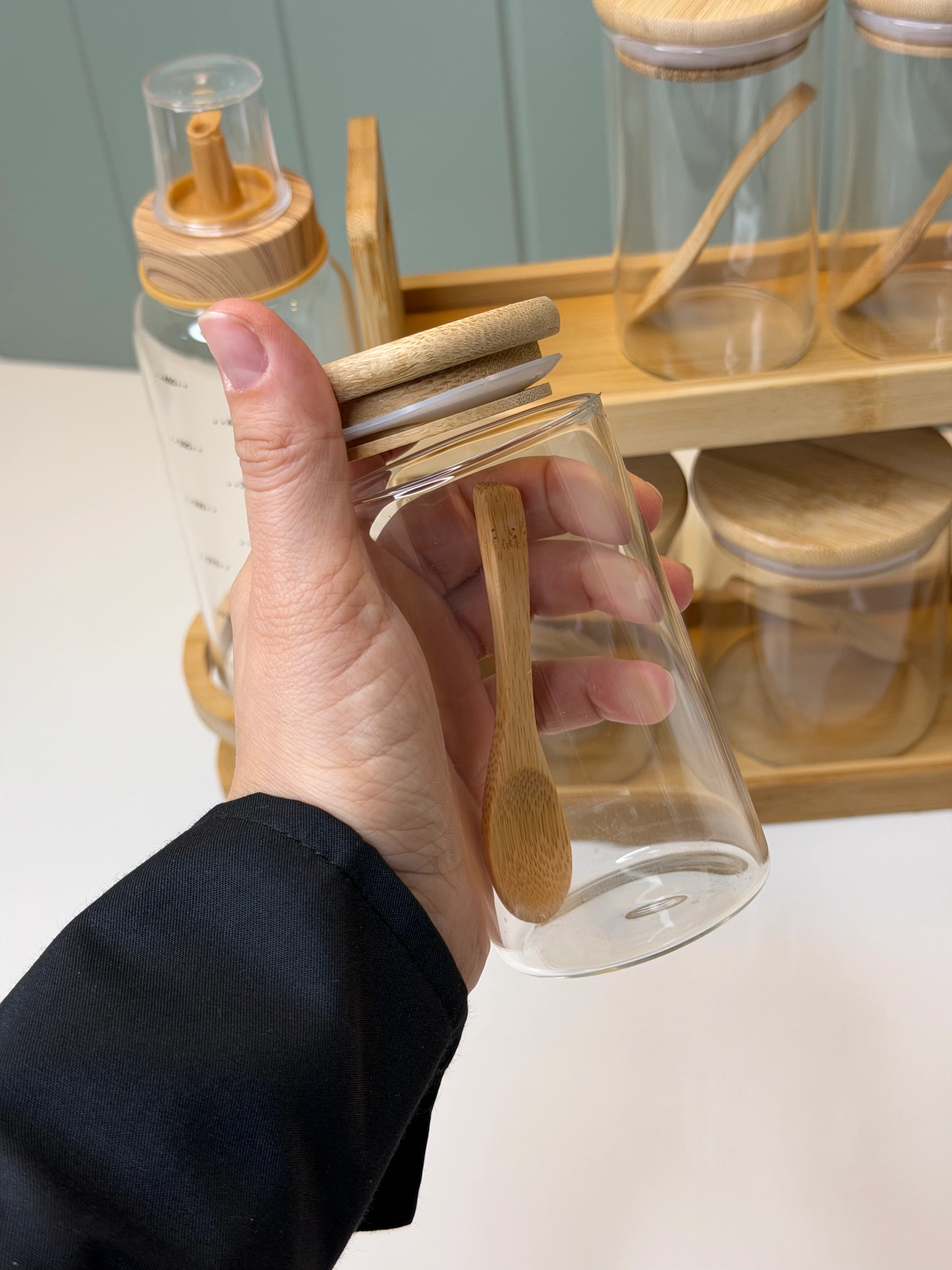 Serna Bambu Stanlı Baharatlık / Yağdanlık