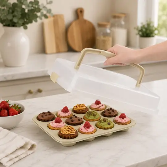 Sweetcase Kapaklı Muffin Kalıbı Krem