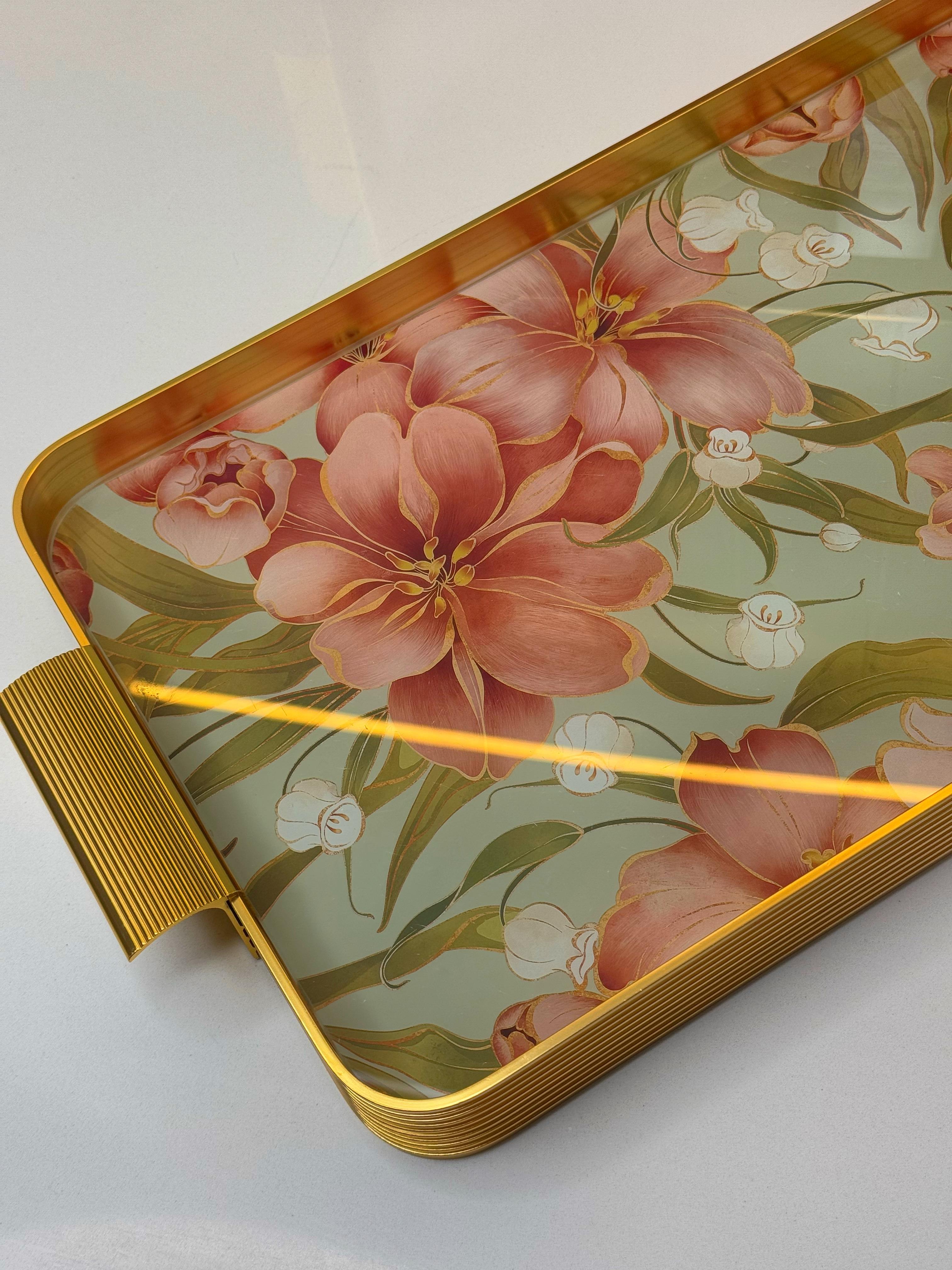 Merya 6 Kişilik Cam Gold Tepsi