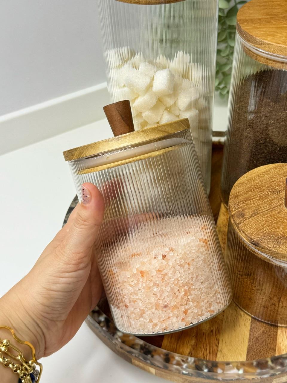 Akasya Topuz Kapaklı 4lü Cam Kavanoz Set