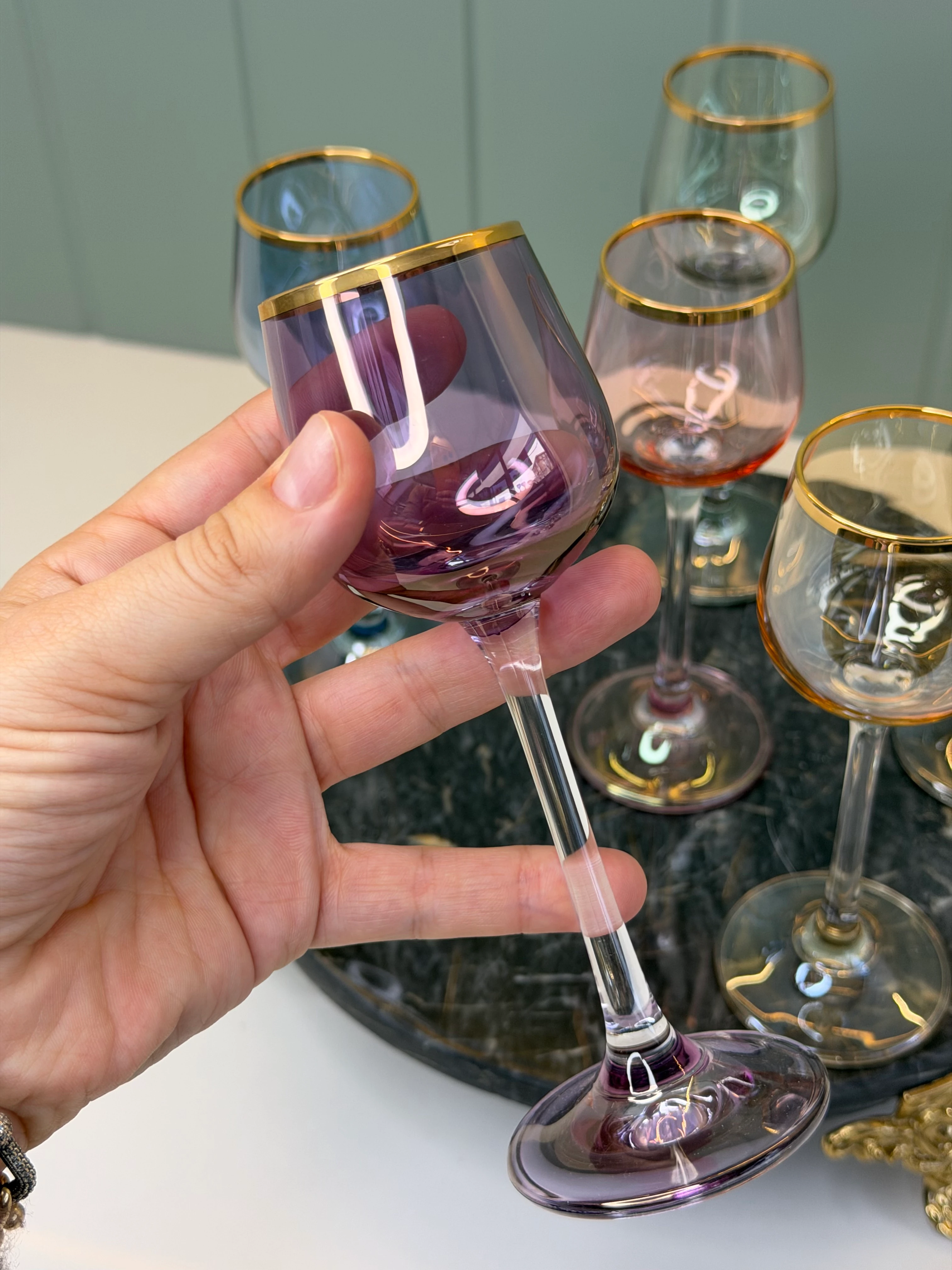 Corvus 6 Kişilik Renkli Kahve Yanı Su Bardağı