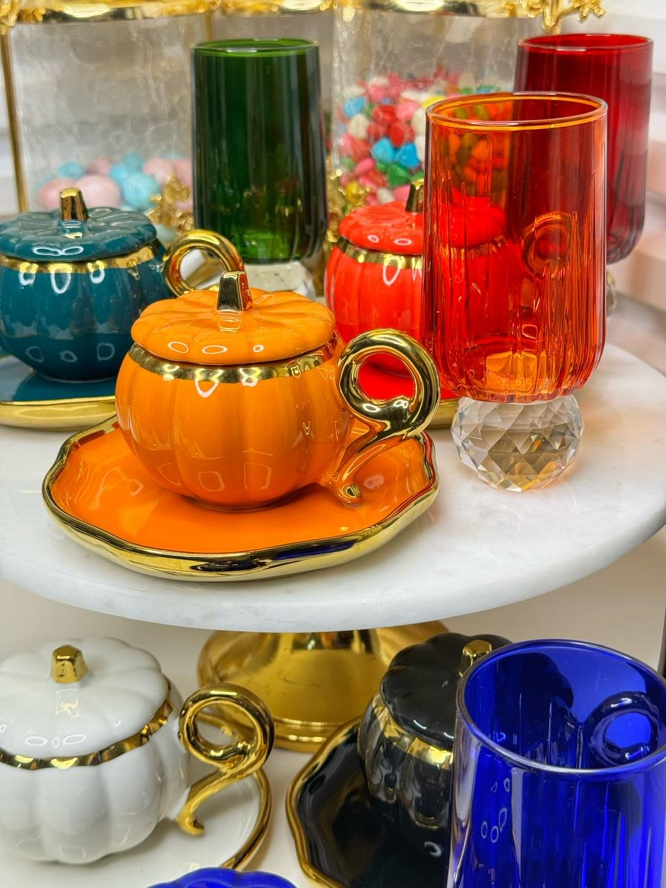 6 Kişilik Bal Kabağı Kahve Yanı Su Bardağı