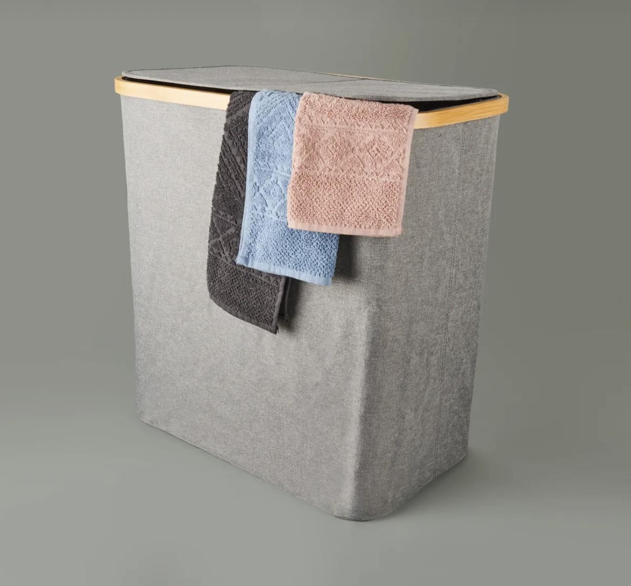 Çift Bölmeli Katlanabilir Kirli Sepeti