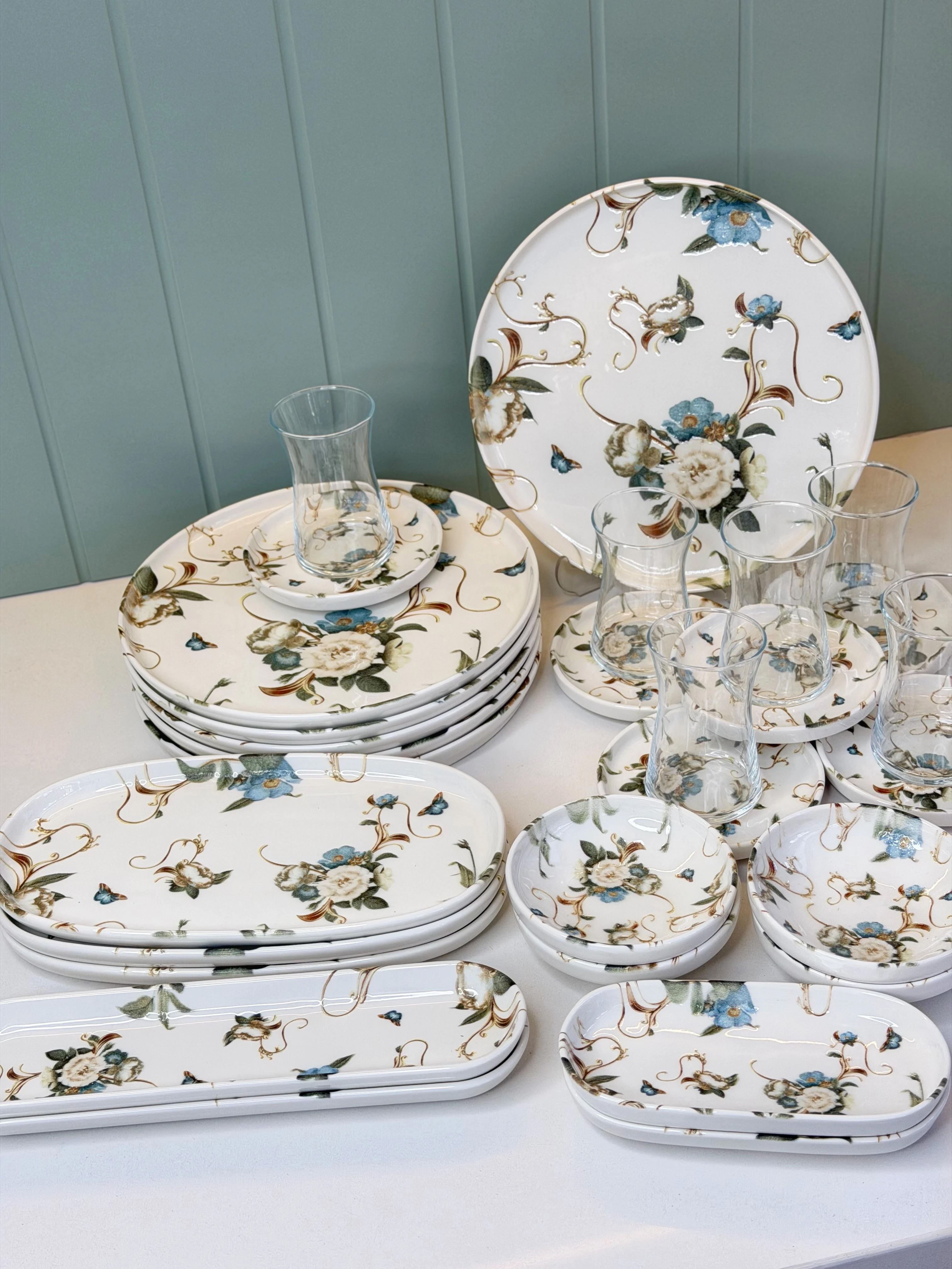 Botanical 29 Parça 6 Kişilik Porselen Kahvaltı Takımı