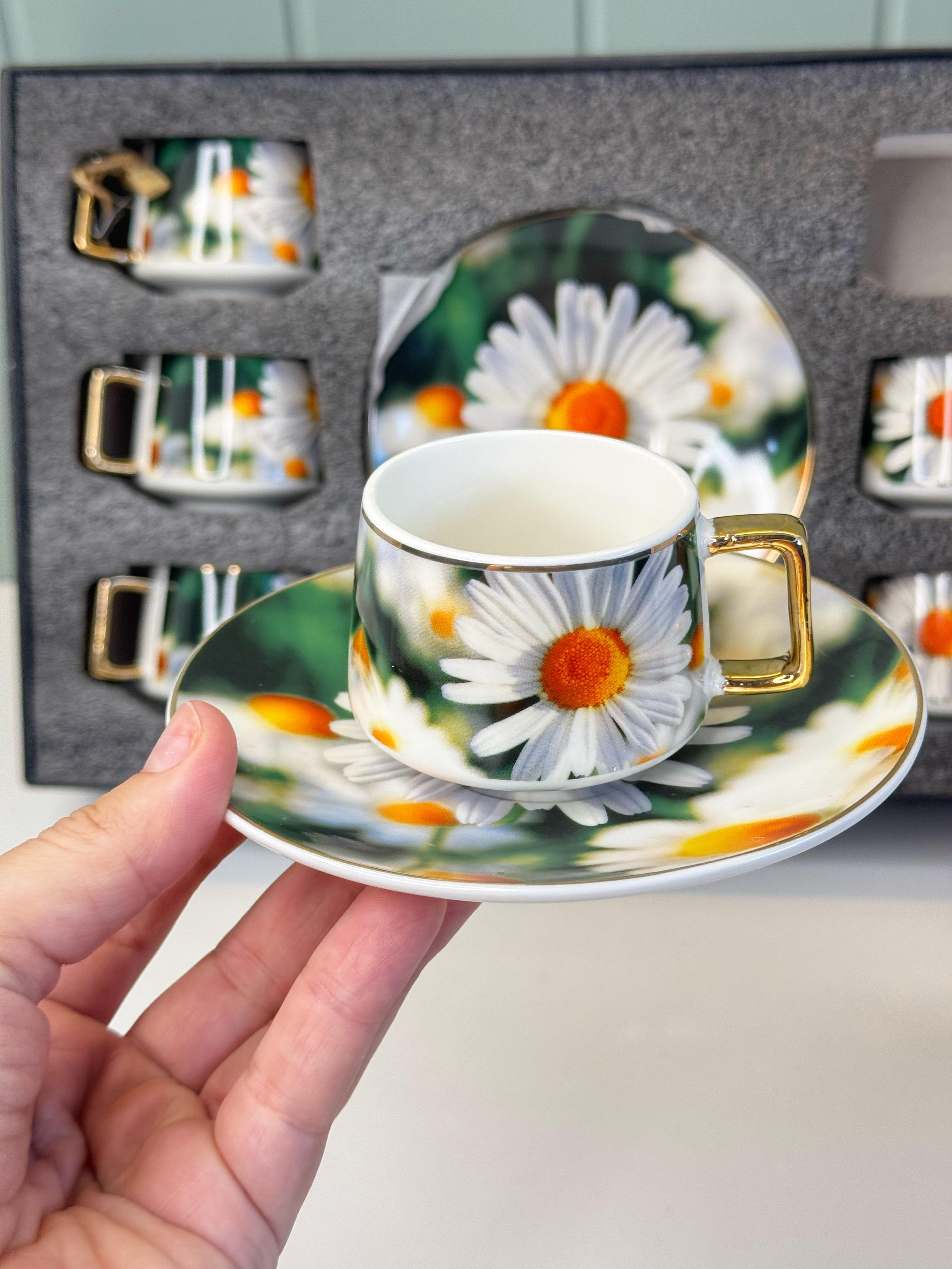 Papatya 6 Kişilik Porselen Türk Kahvesi Takımı