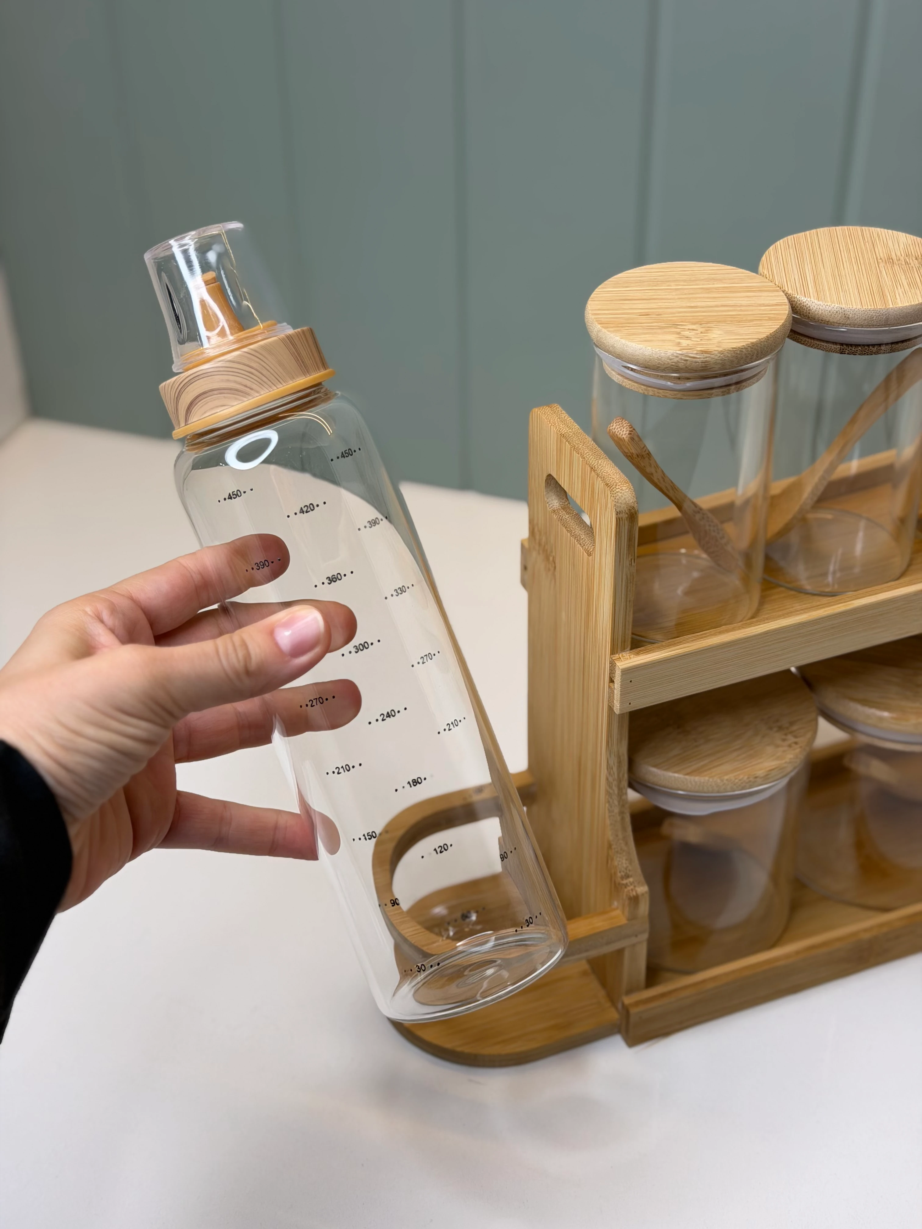 Serna Bambu Stanlı Baharatlık / Yağdanlık