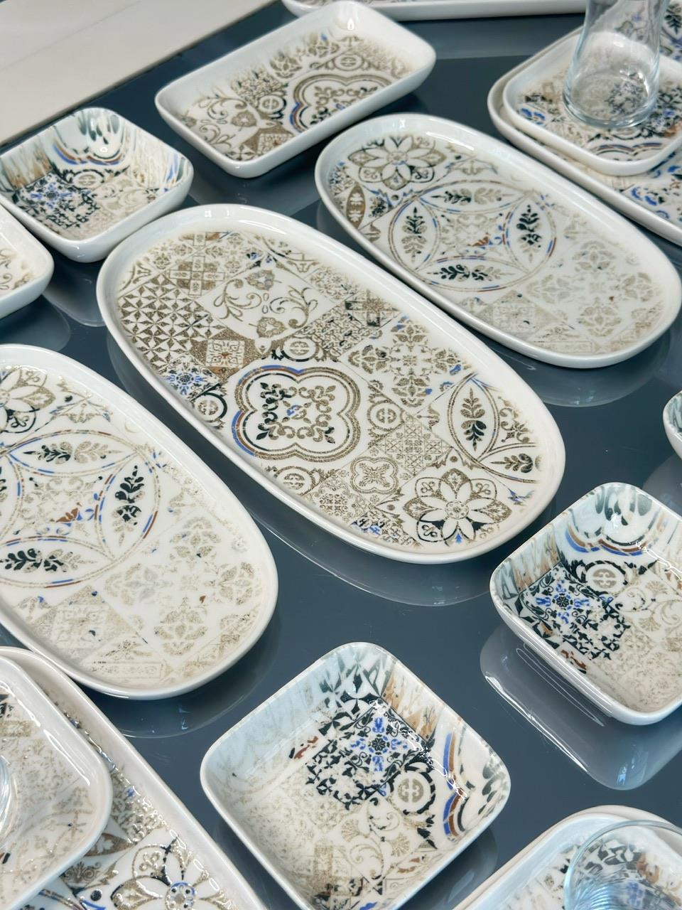 Etnik 29 Parça Porselen Kahvaltı Takımı