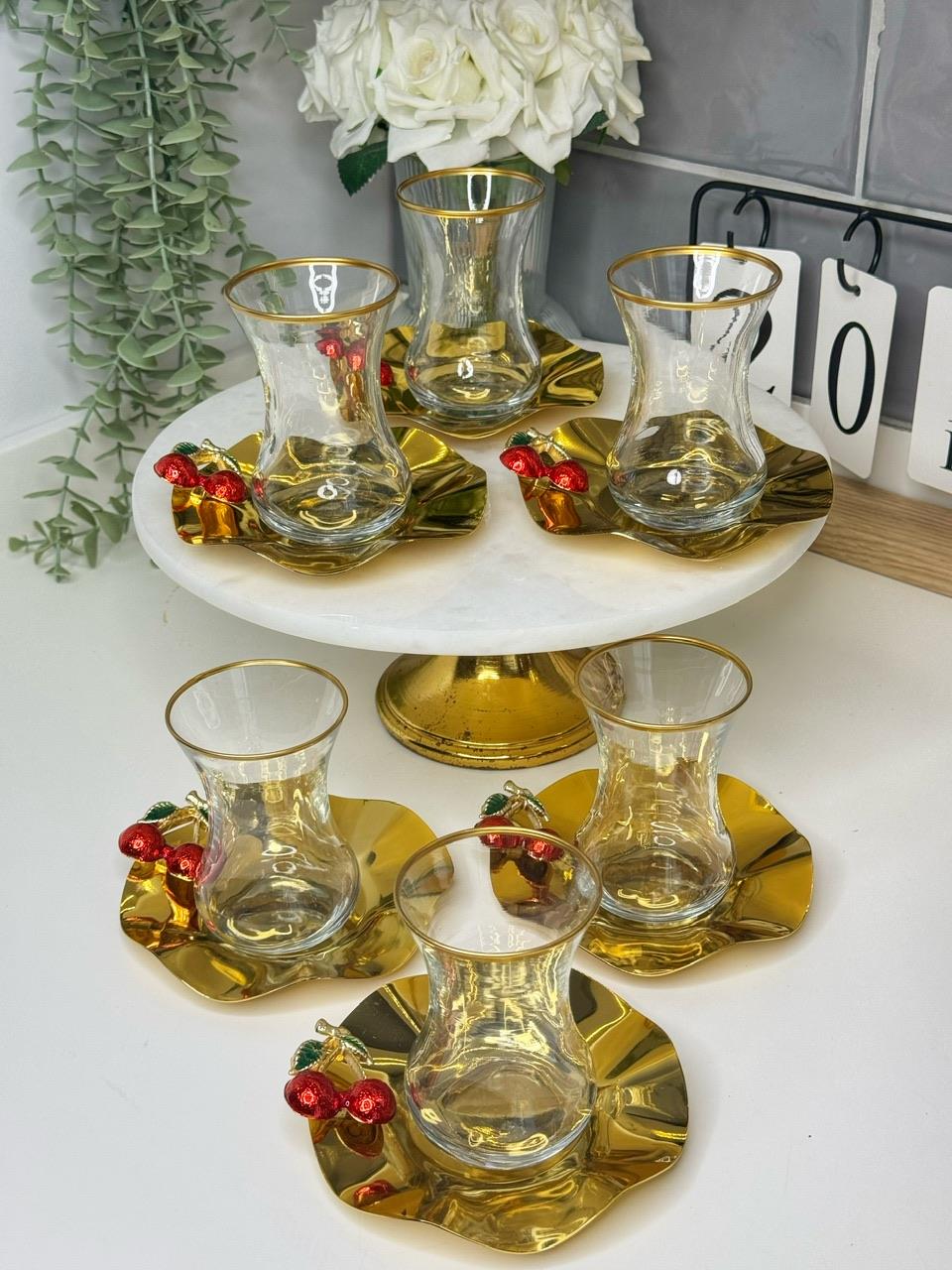 12 Parça 6 Kişilik Kiraz Çay Takımı