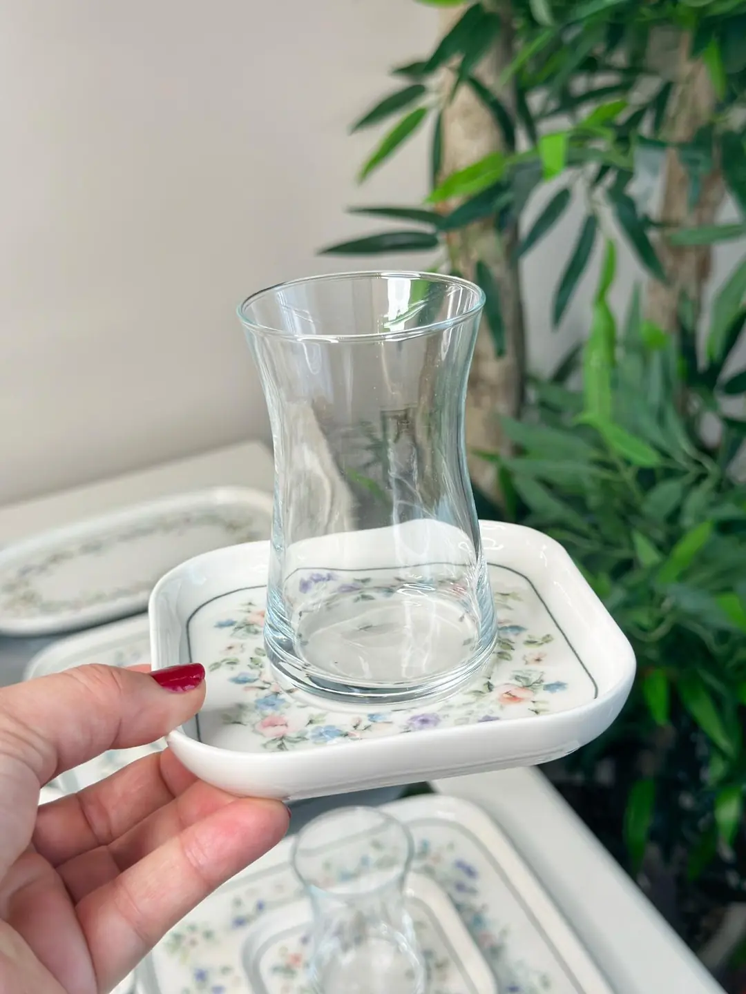 Sakura 29 Parça 6 Kişilik Kare Tabaklı / Çiçekli Kahvaltı Takımı - Görsel 3