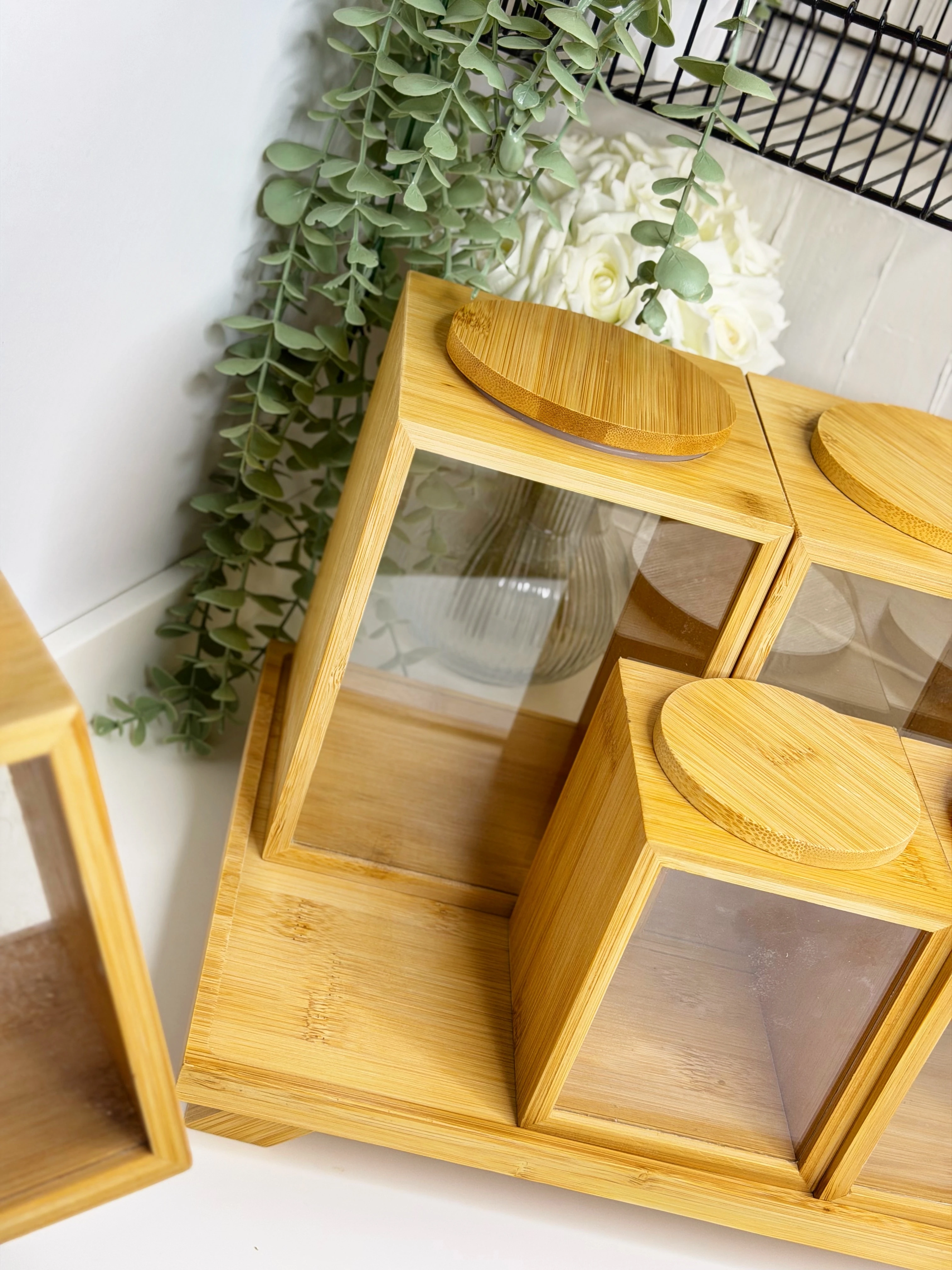 Katze 7 Li Bambu Standlı Baharatlık