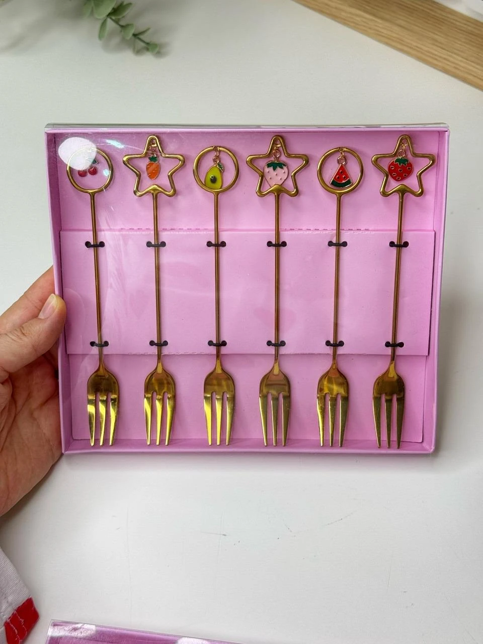 6lı Meyve Desenli Tatlı Çatalı