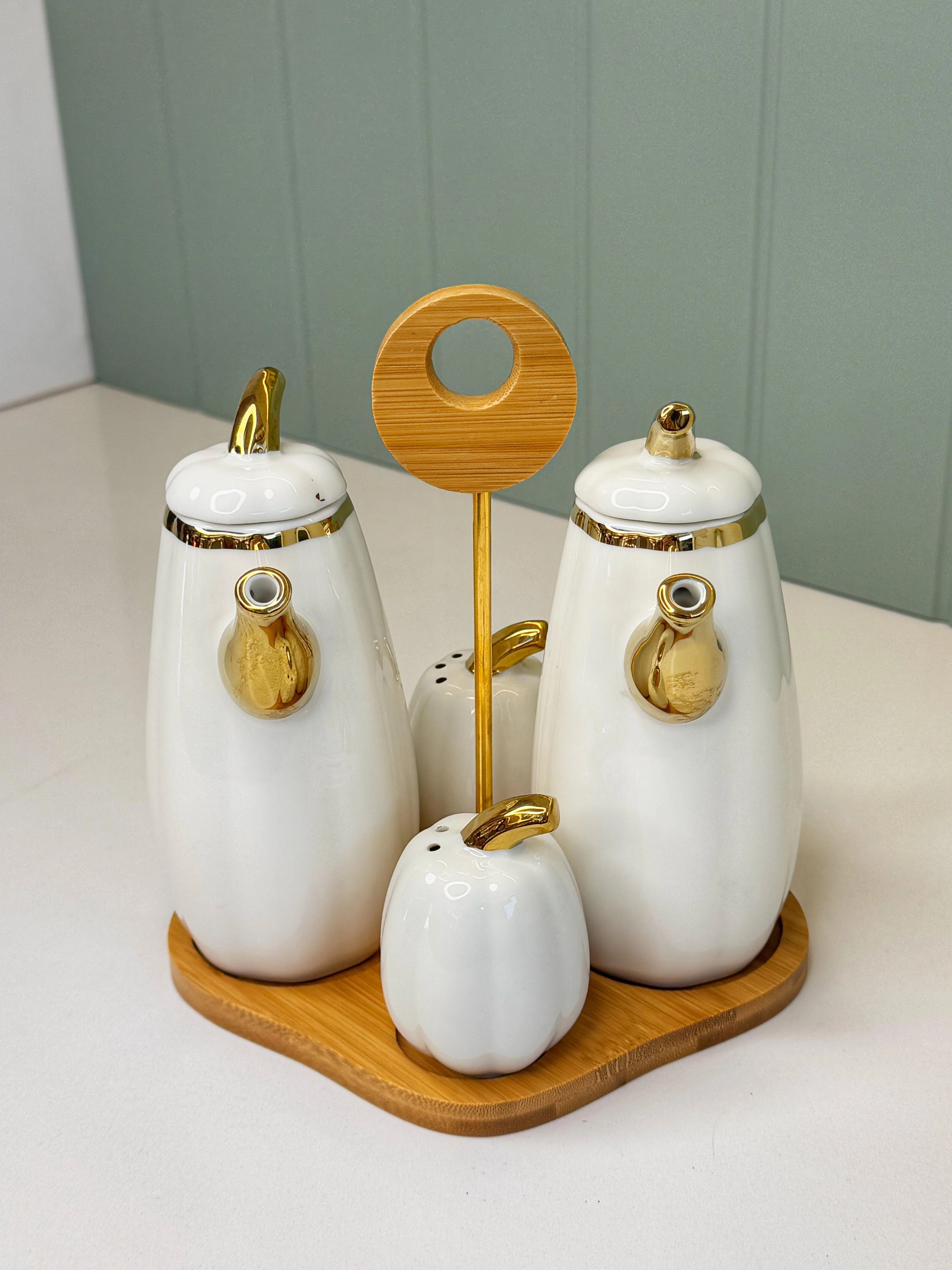 5 Parça Kabak Yağdanlık/Tuzluk Set Beyaz