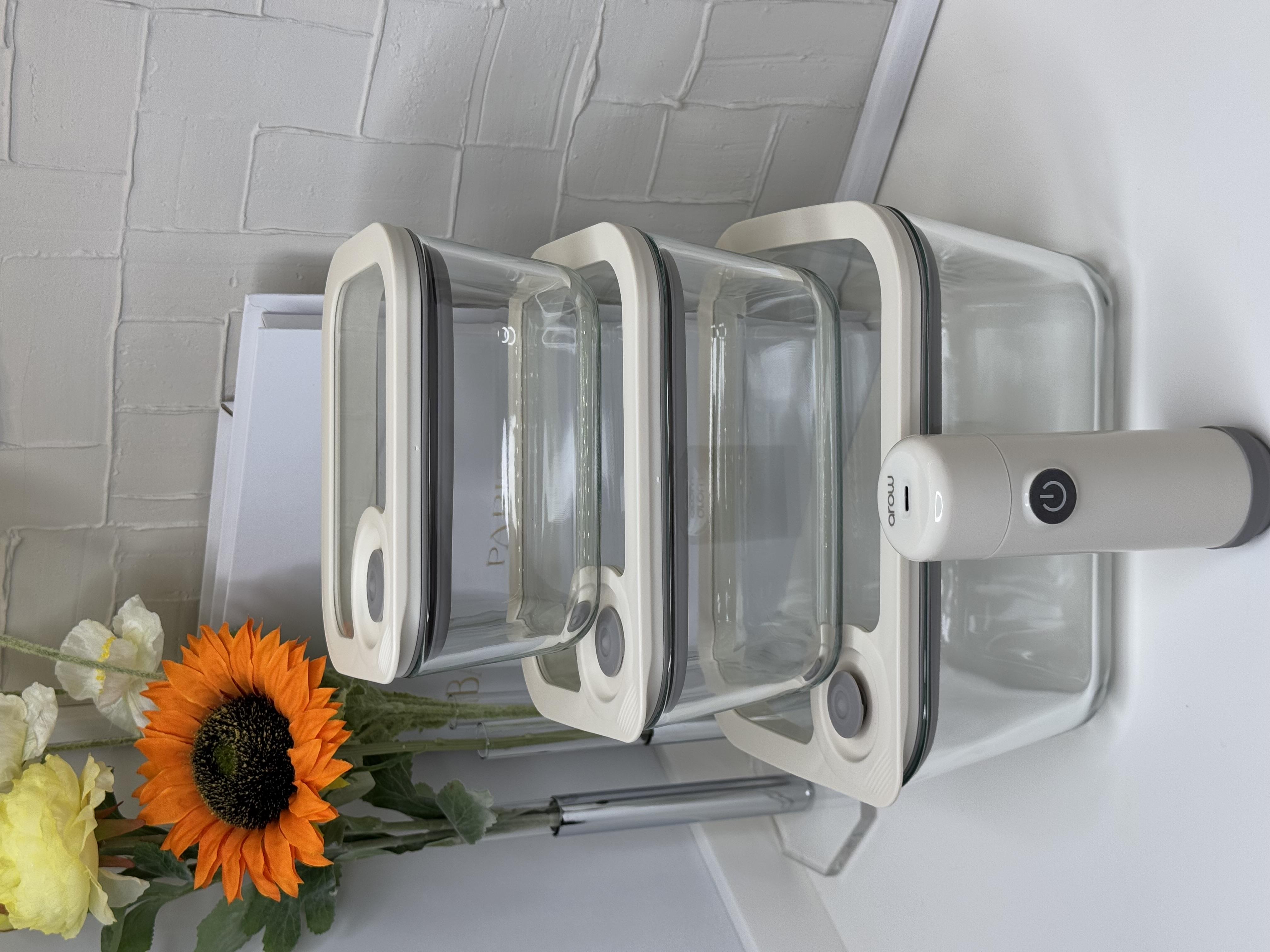 Newness 7 Parça Vakum Aparatlı Cam Saklama Kabı