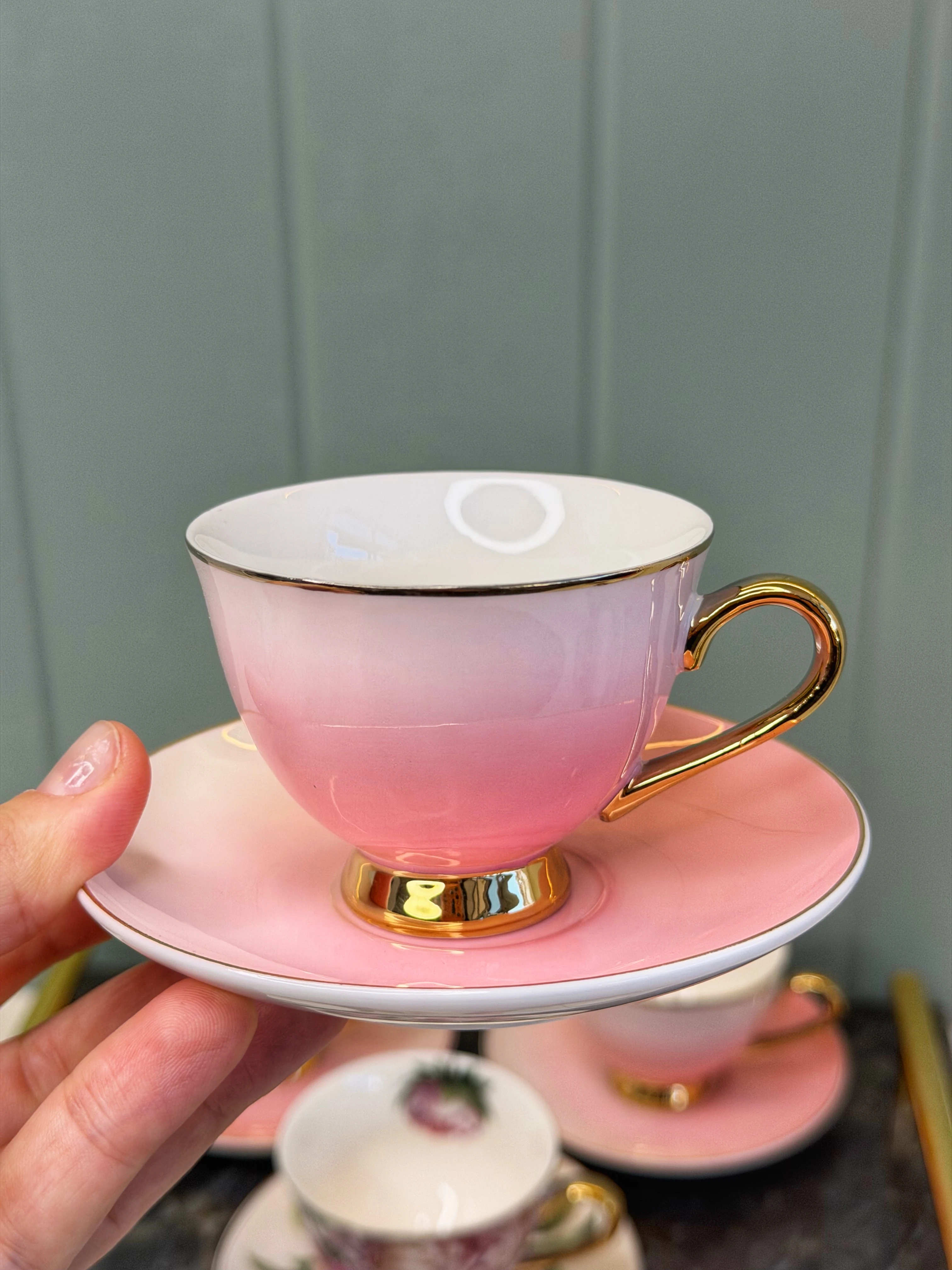 Haitun 6 Kişilik Porselen Türk Kahvesi Fincanı Pembe