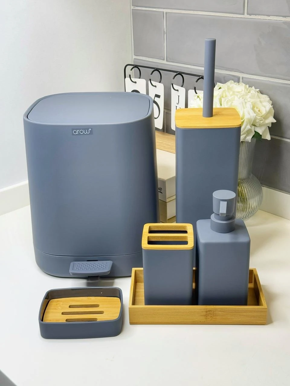 Moi 6 Parça Banyo Seti Gri