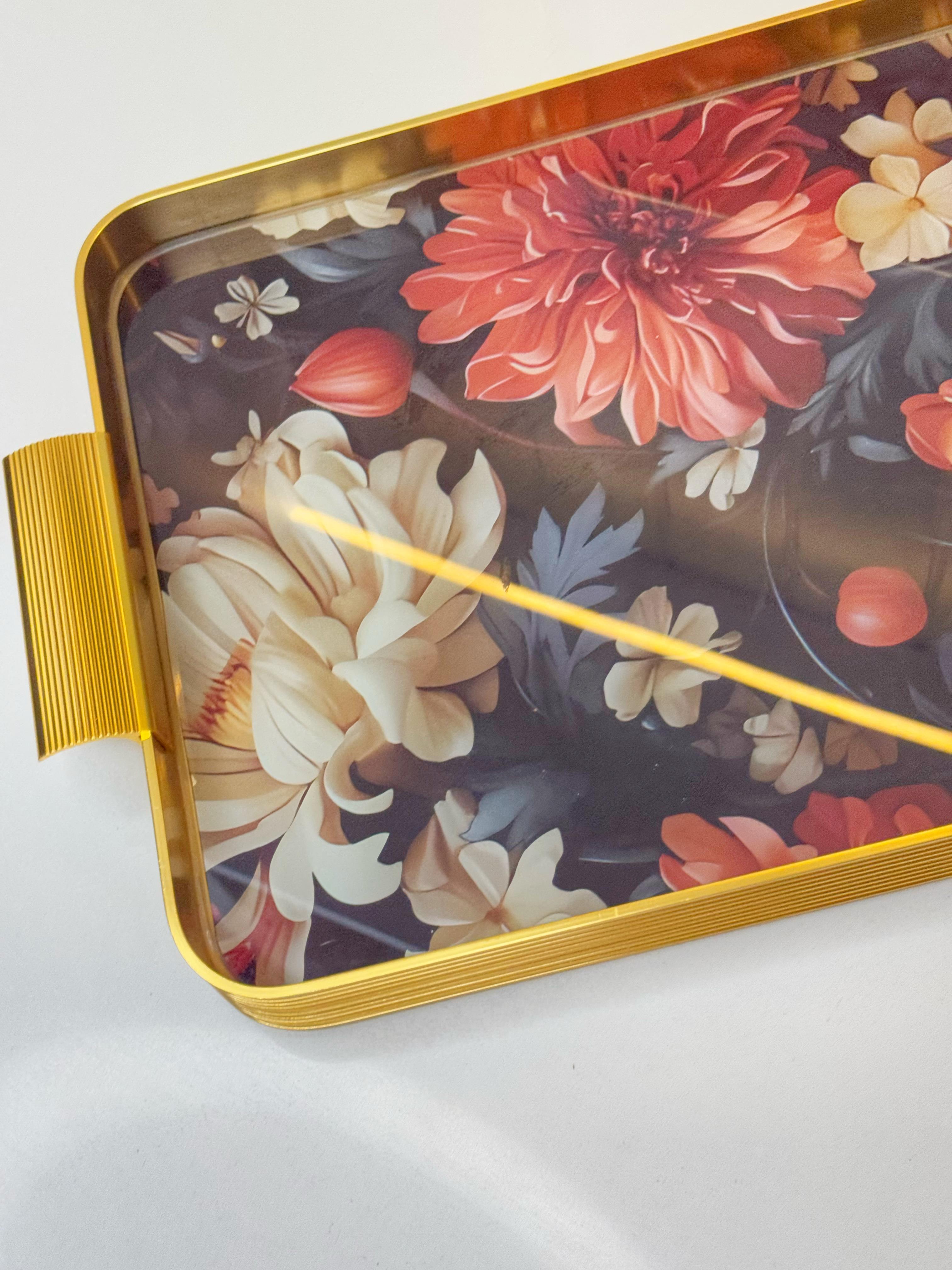 Meryal 6 Kişilik Cam Gold Tepsi