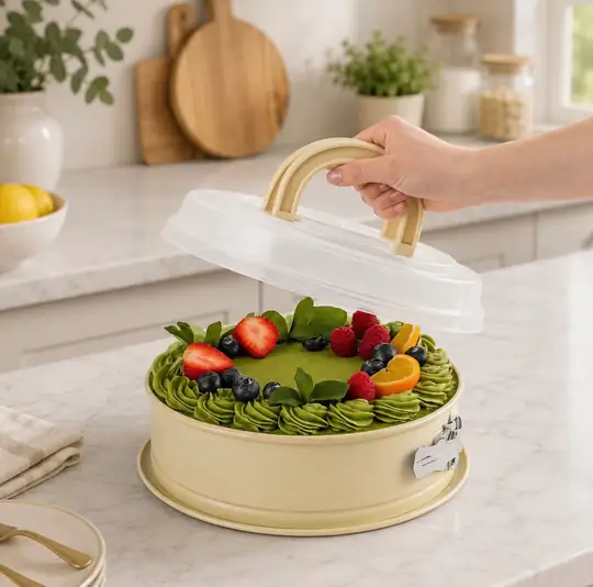 Sweetcase Kapaklı Kek Kalıbı Yuvarlak (krem)